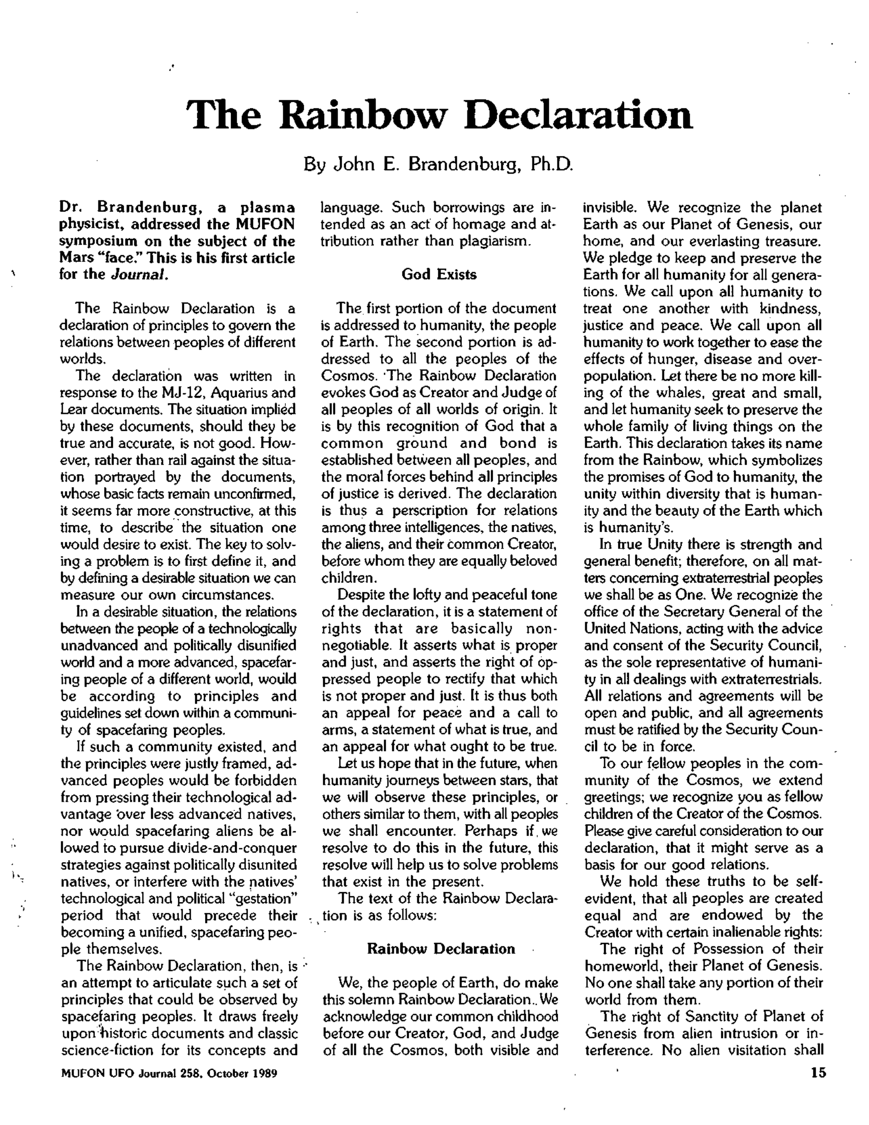 Mufon Ufo Journal 1989 10. October