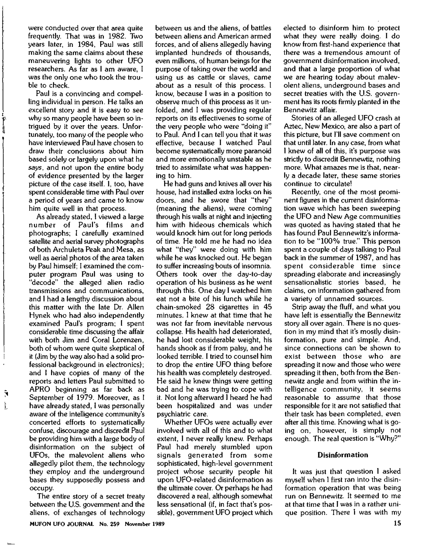 Mufon Ufo Journal 1989 11. November