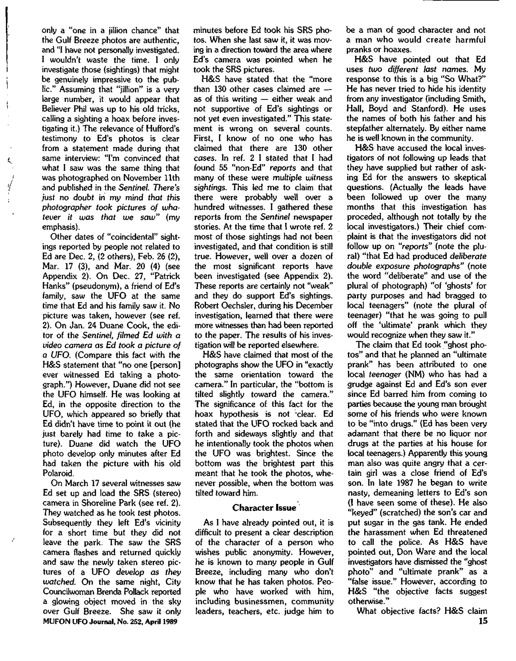 Mufon Ufo Journal 1989 4. April