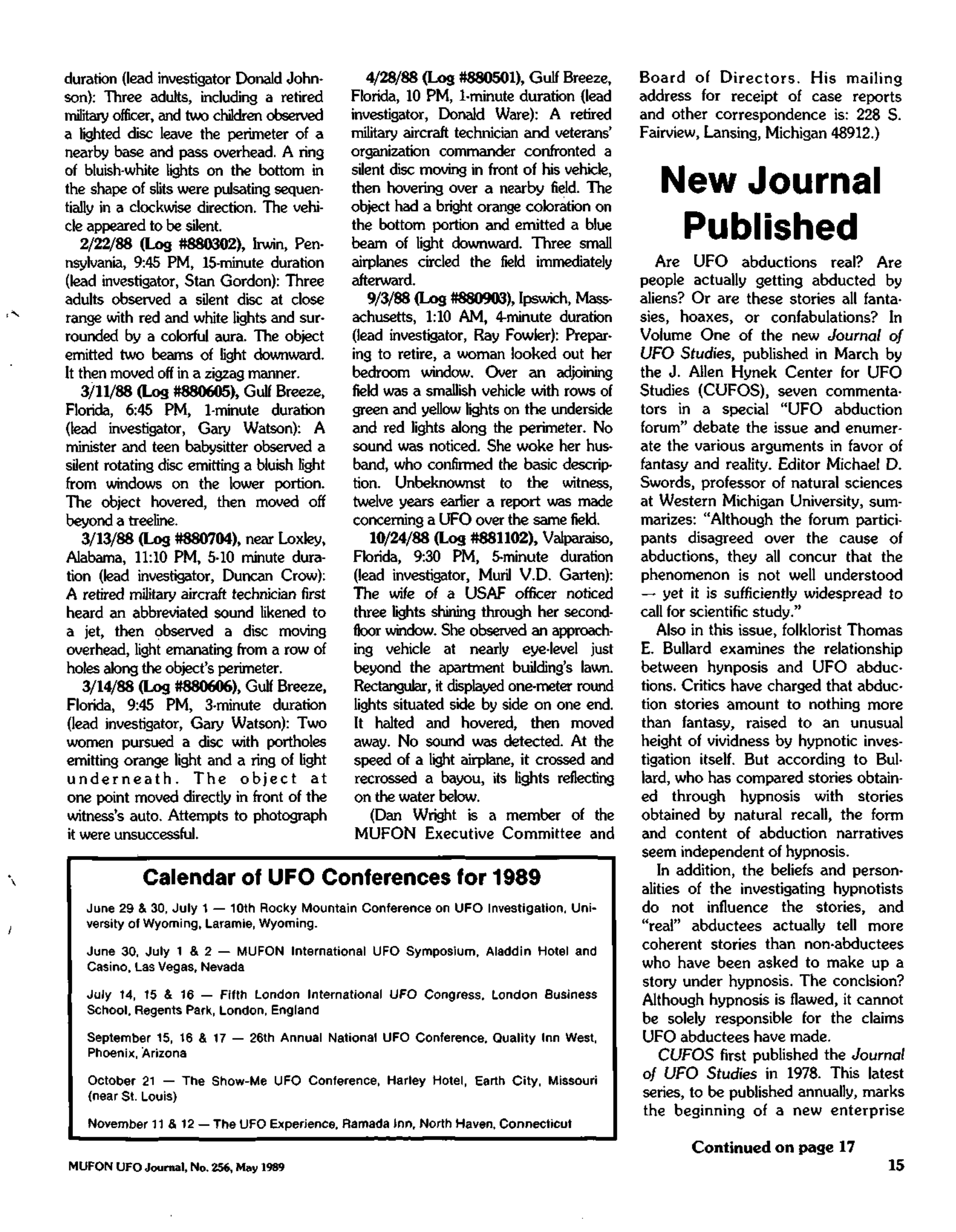 Mufon Ufo Journal 1989 5. May