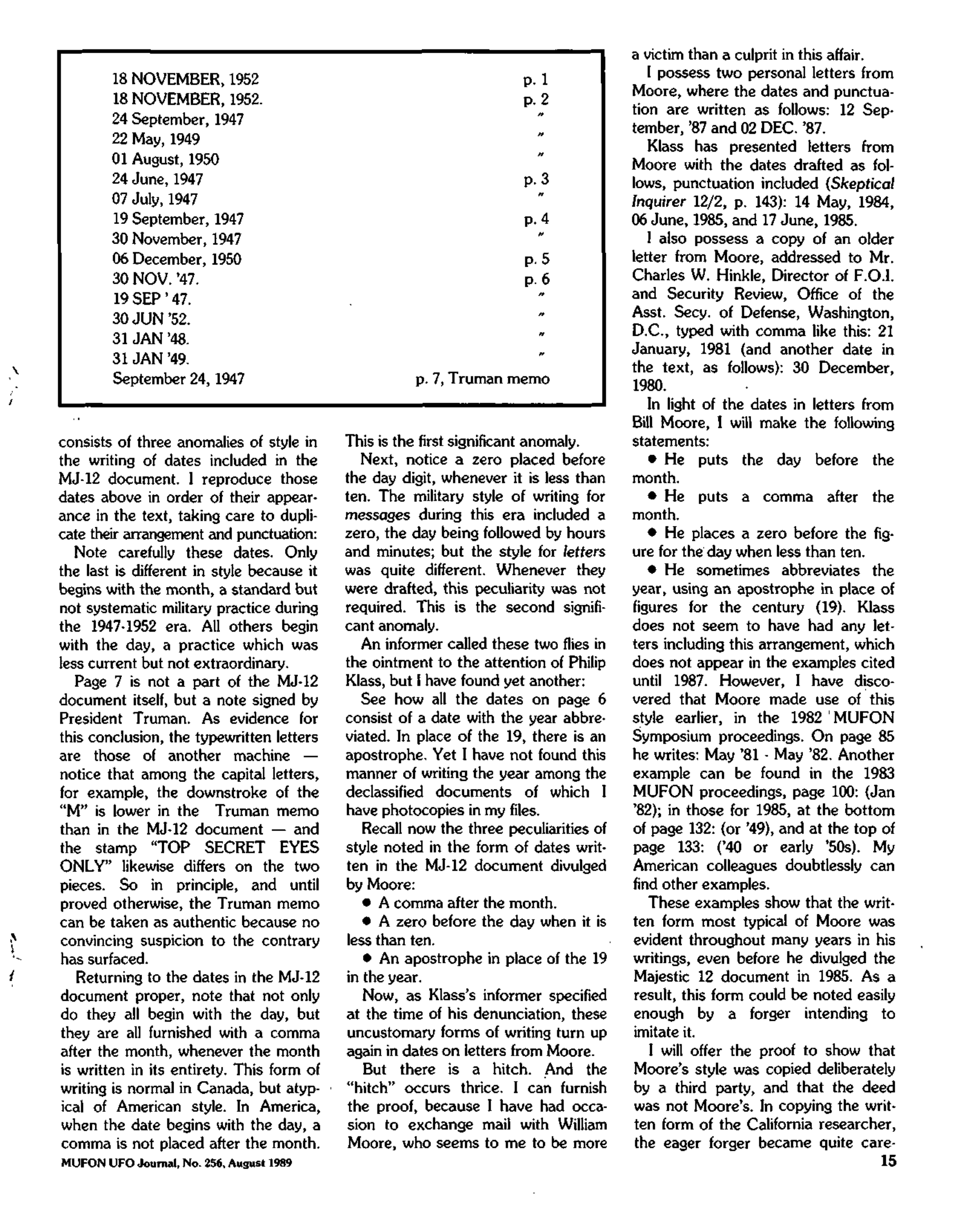 Mufon Ufo Journal 1989 8. August