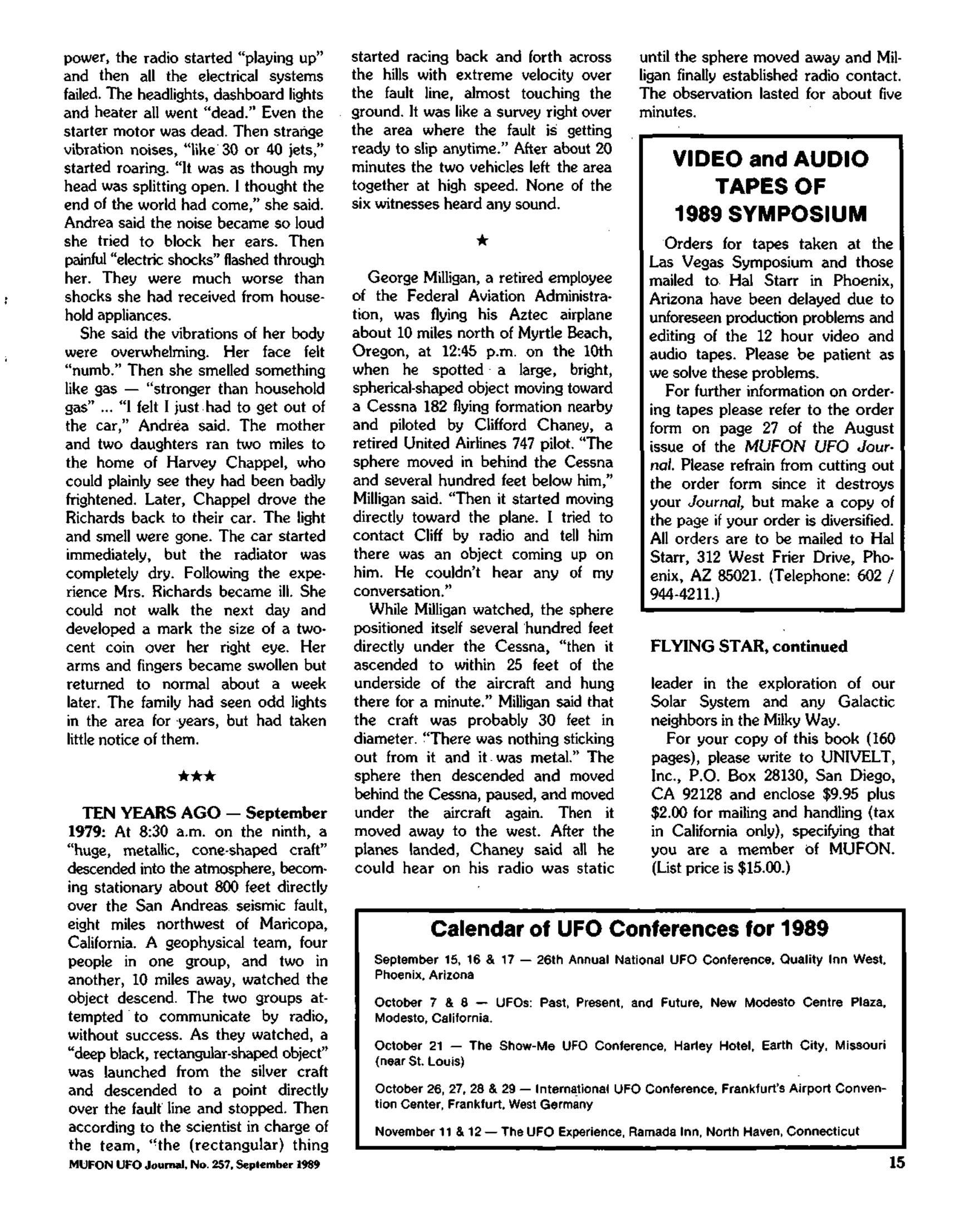 Mufon Ufo Journal 1989 9. September