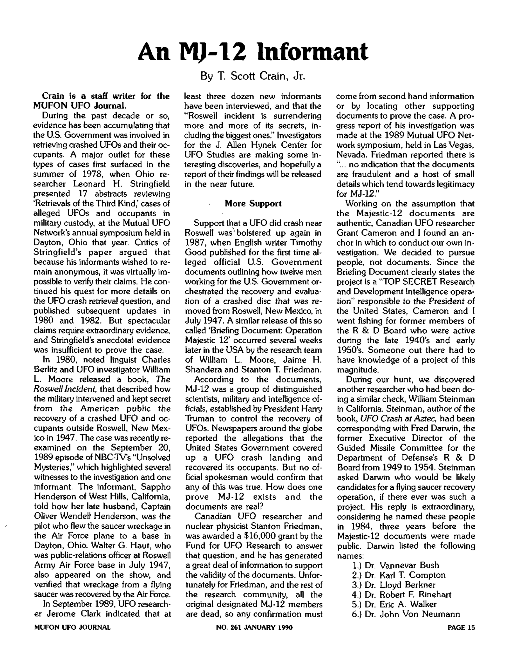 Mufon Ufo Journal 1990 1. January