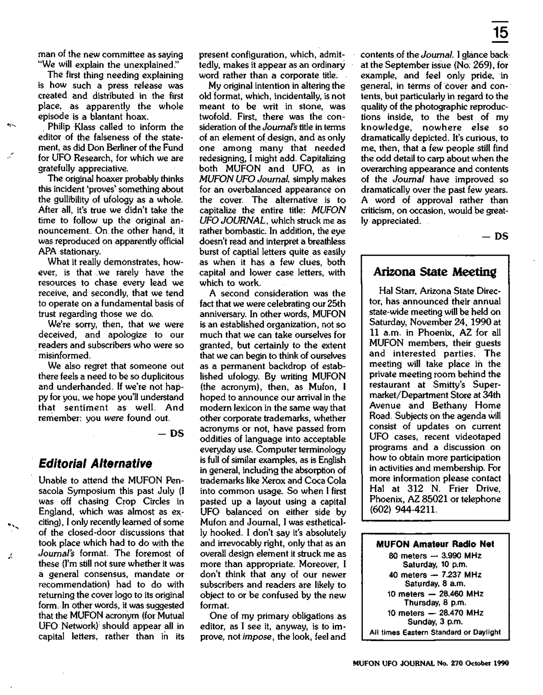 Mufon Ufo Journal 1990 10. October