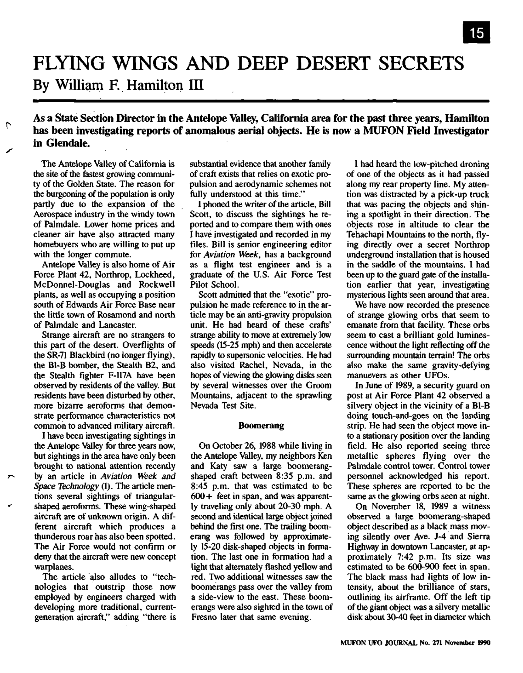 Mufon Ufo Journal 1990 11. November