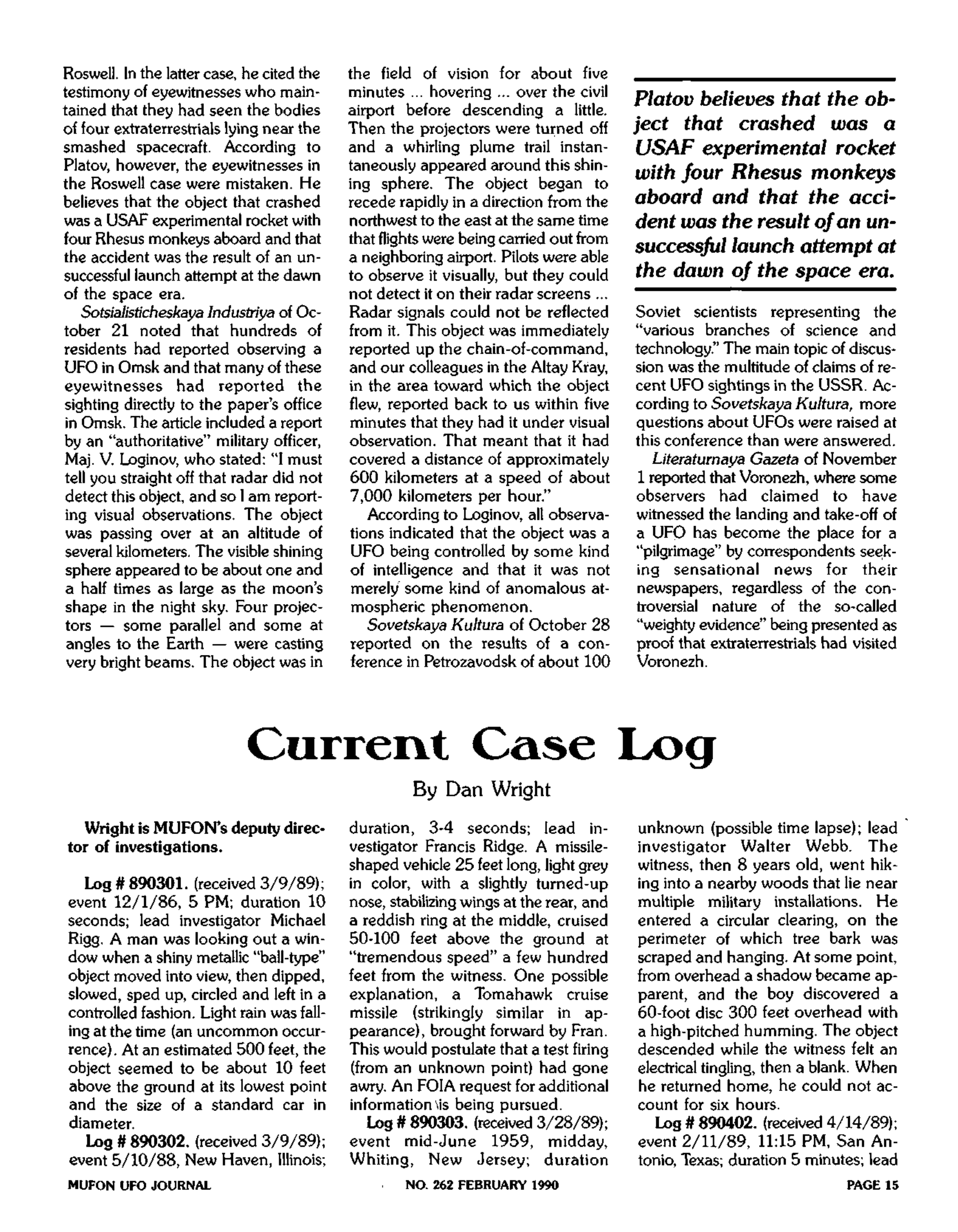 Mufon Ufo Journal 1990 2. February