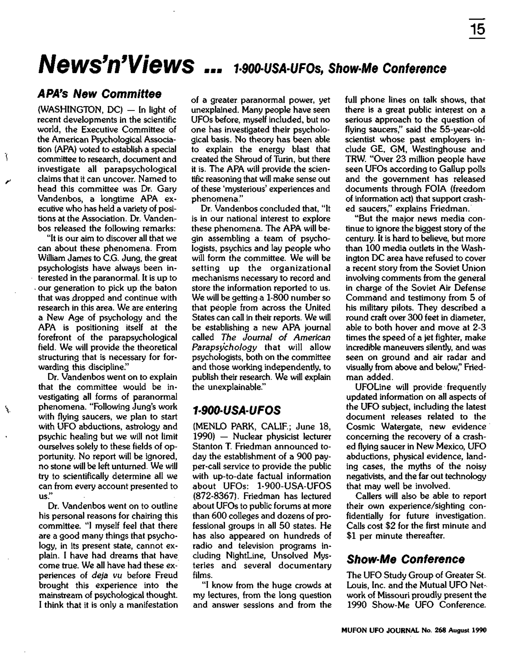 Mufon Ufo Journal 1990 8. August