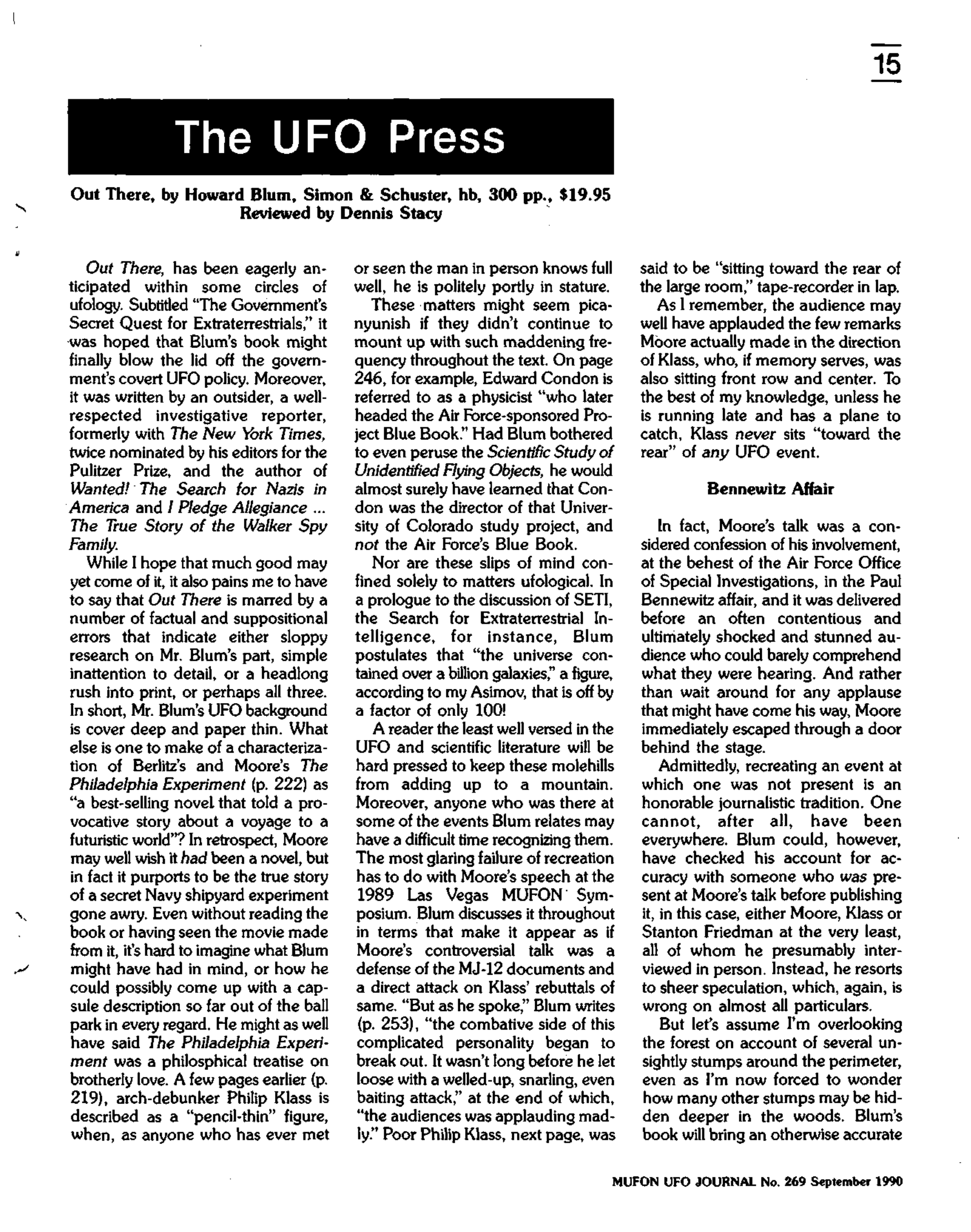 Mufon Ufo Journal 1990 9. September
