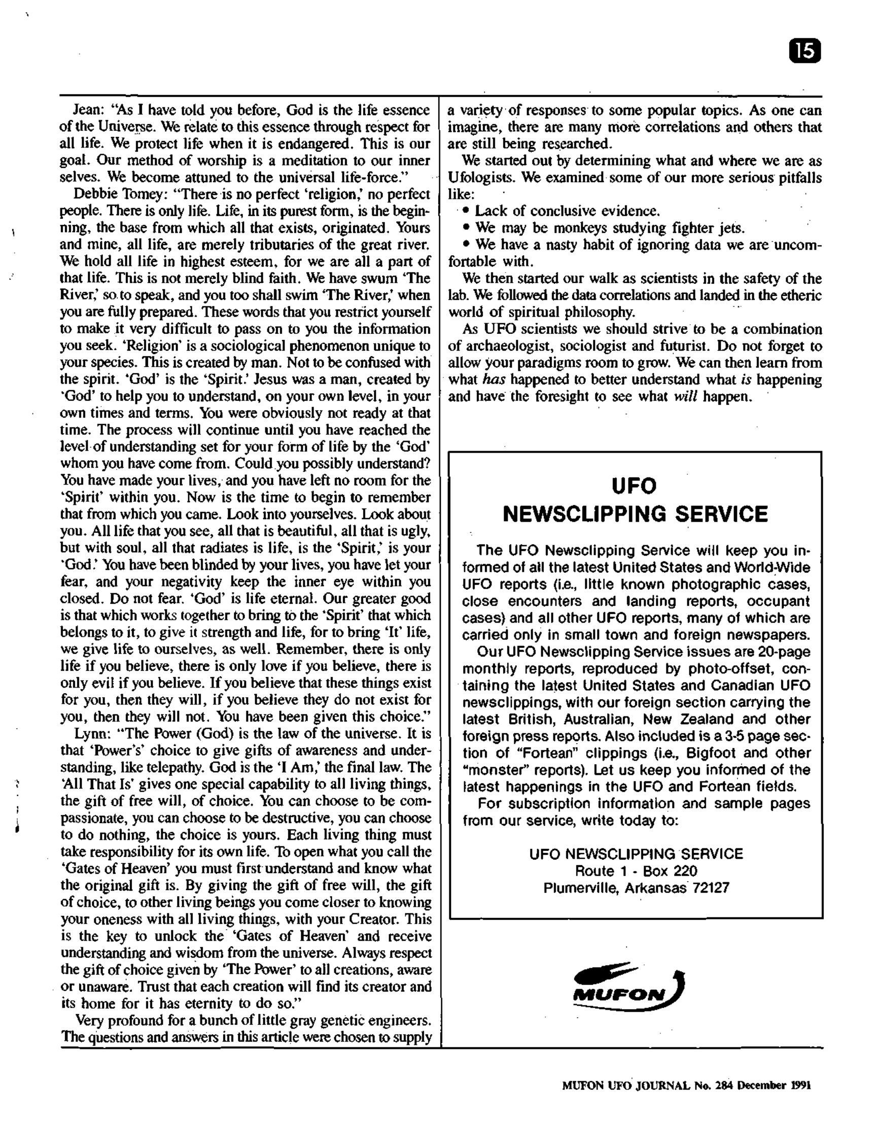 Mufon Ufo Journal 1991 12. December