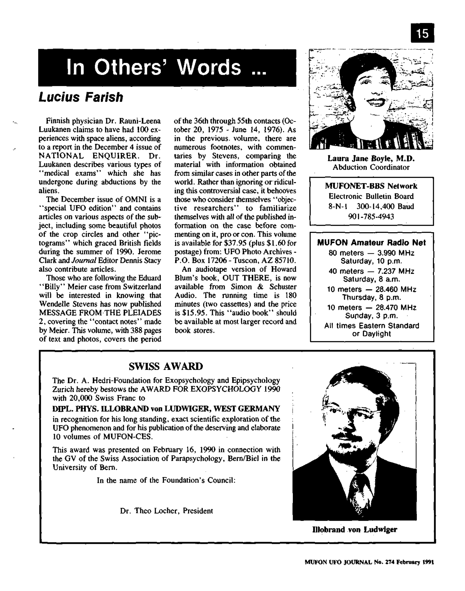 Mufon Ufo Journal 1991 2. February