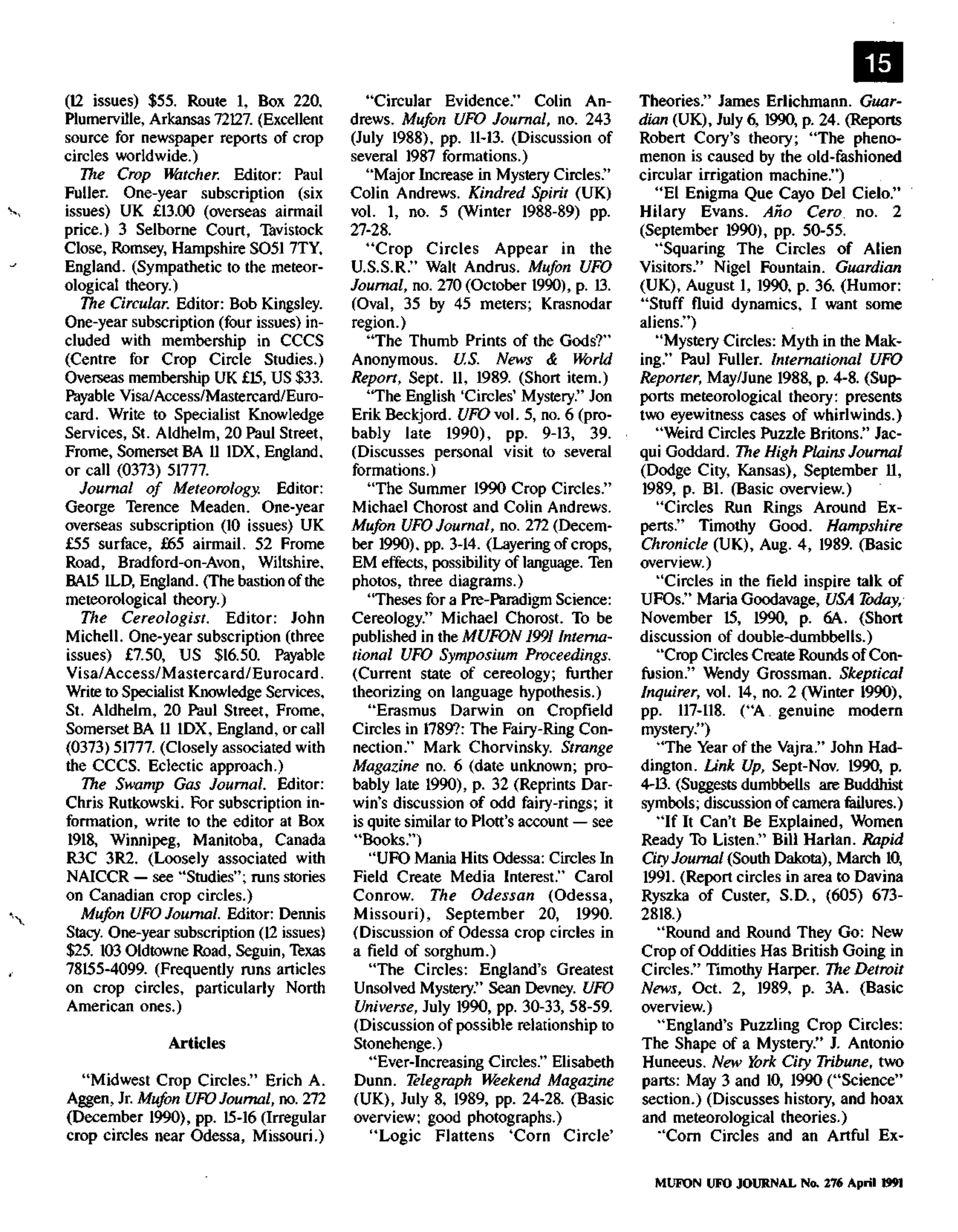 Mufon Ufo Journal 1991 4. April