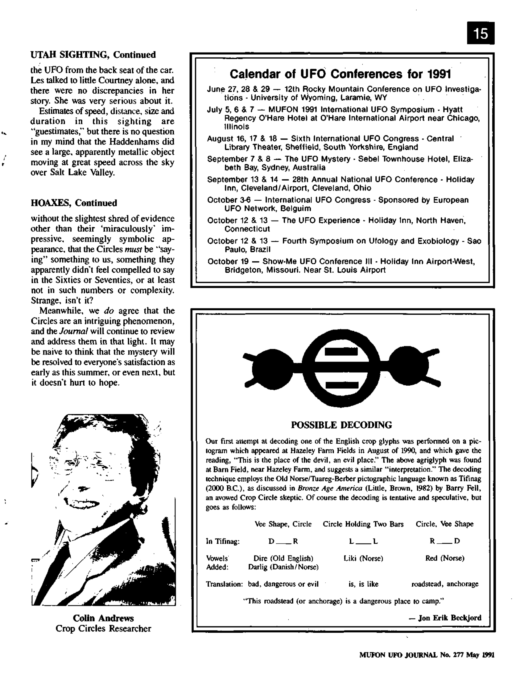 Mufon Ufo Journal 1991 5. May