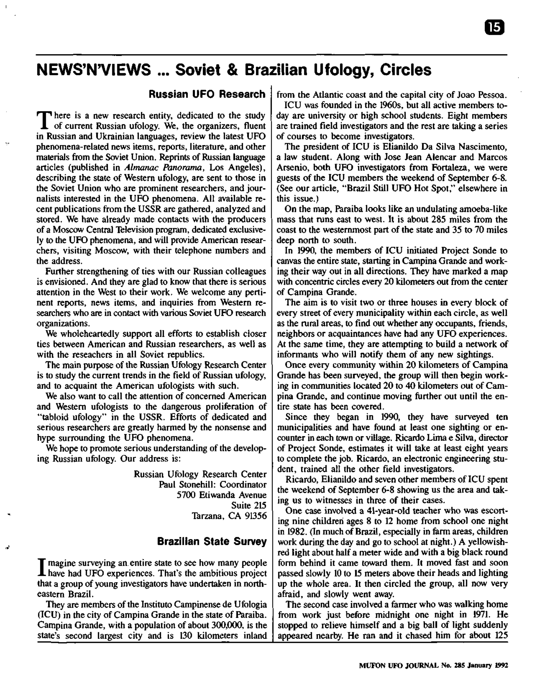 Mufon Ufo Journal 1992 1. January
