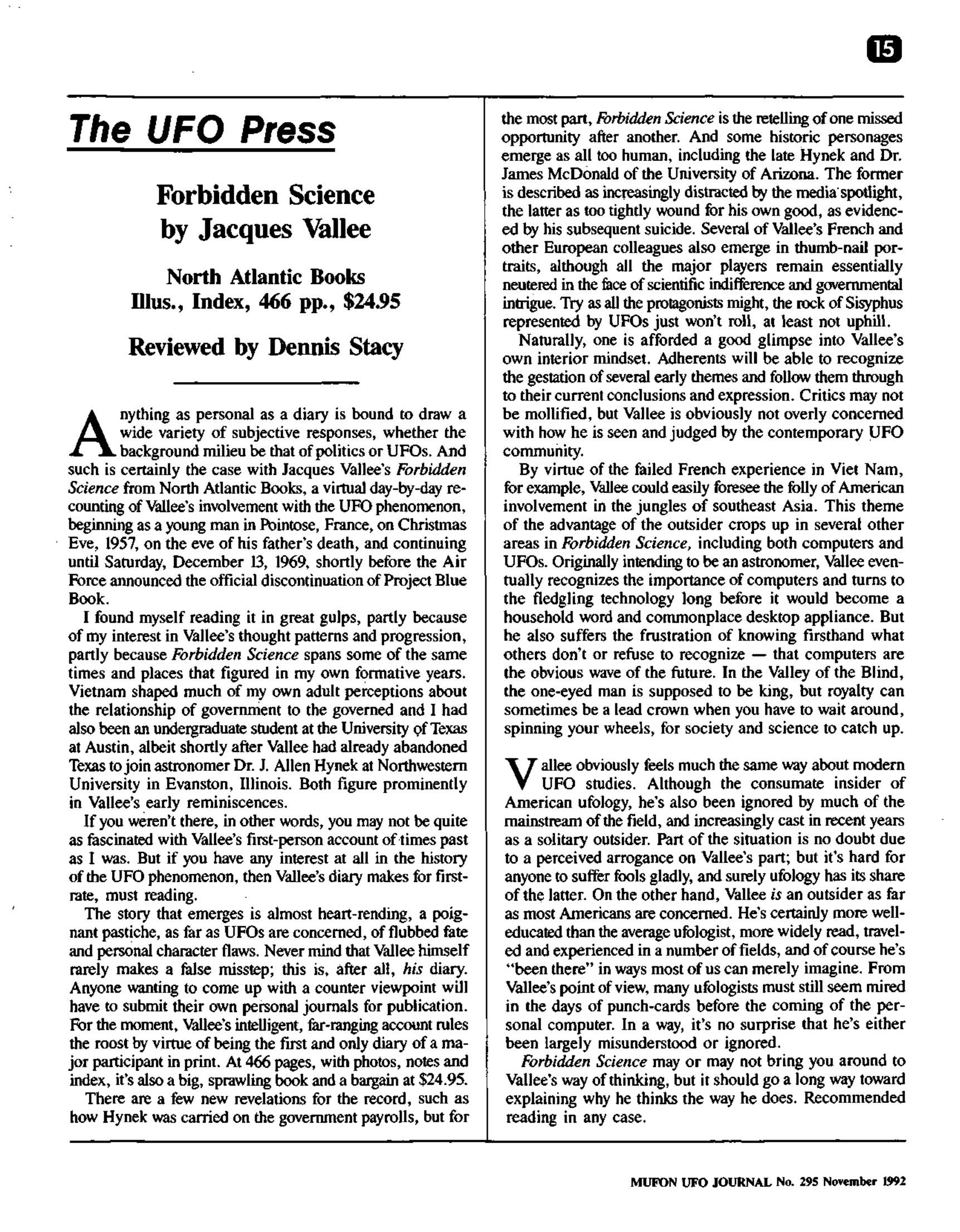 Mufon Ufo Journal 1992 11. November