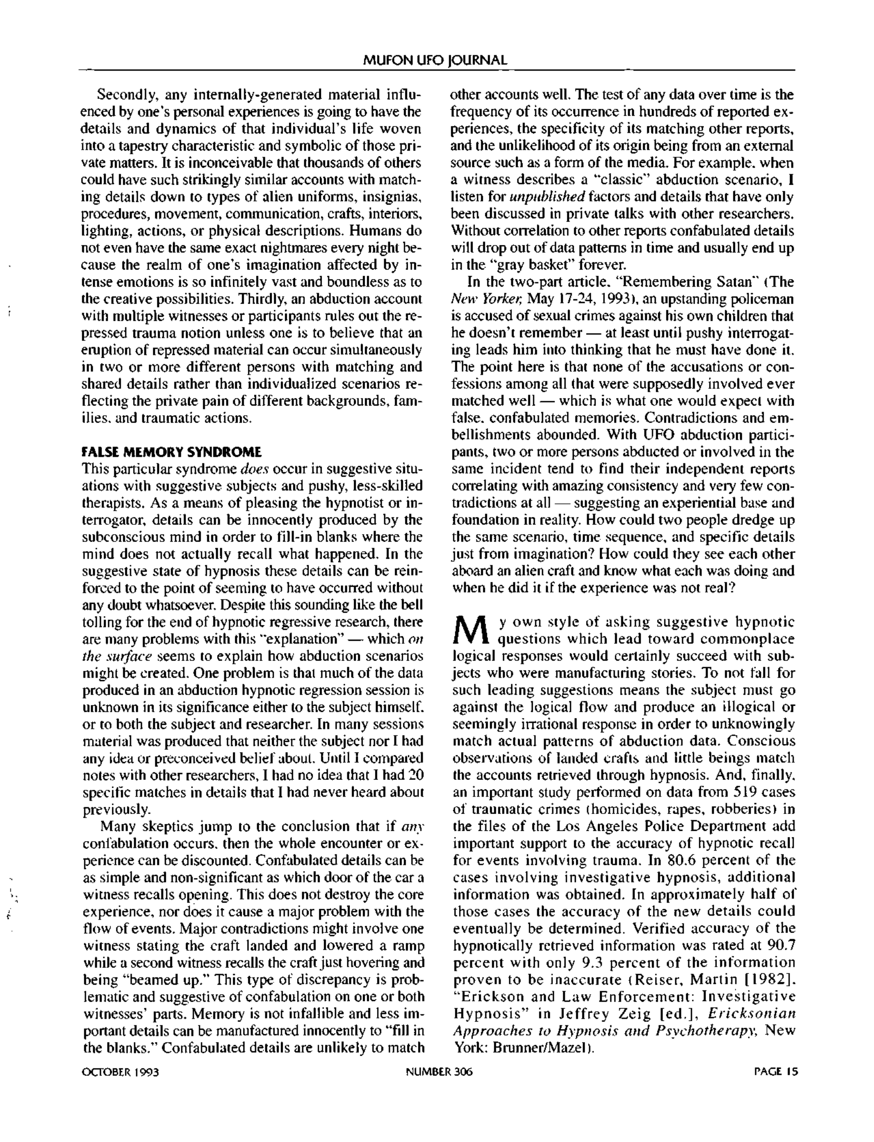 Mufon Ufo Journal 1993 10. October