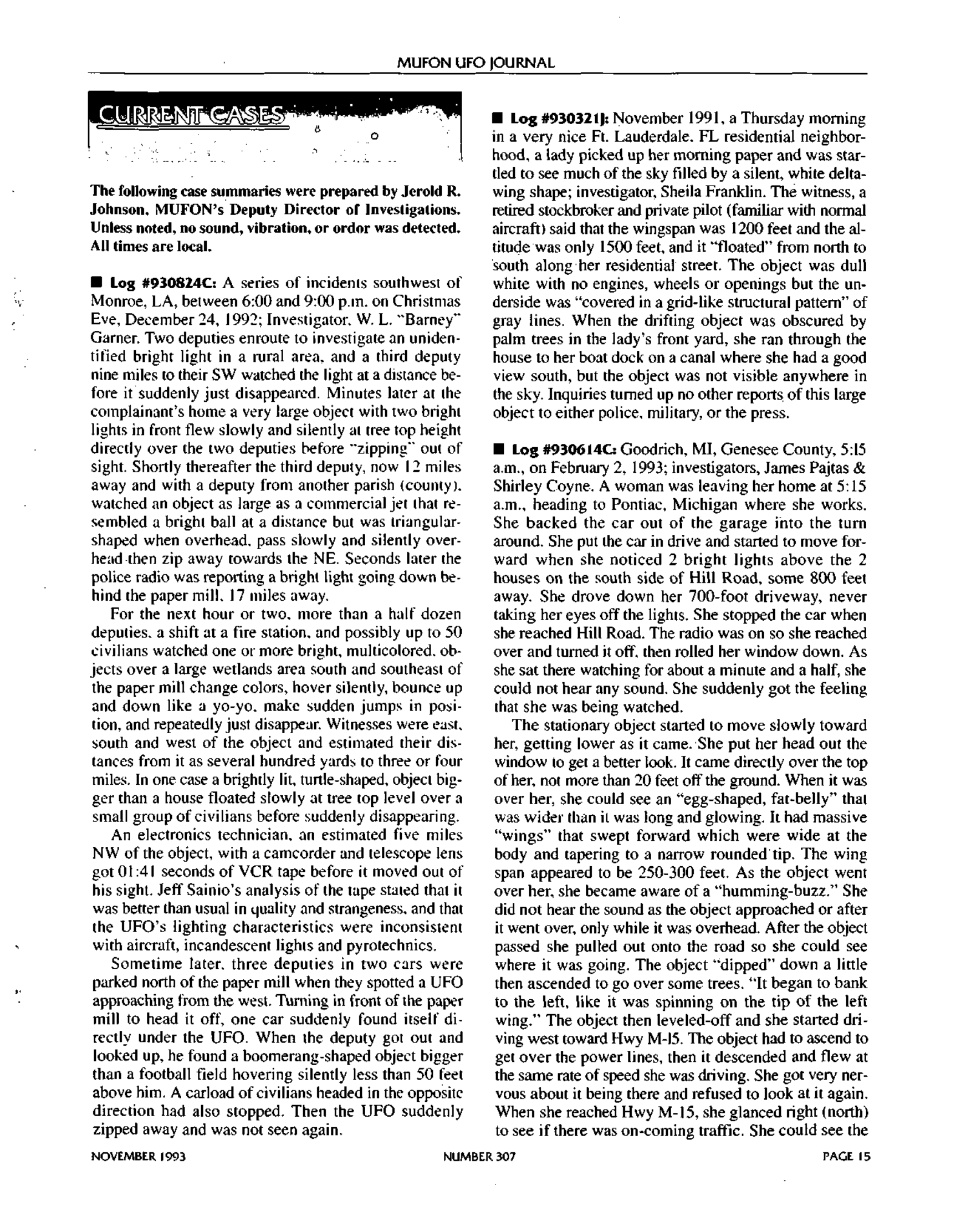 Mufon Ufo Journal 1993 11. November