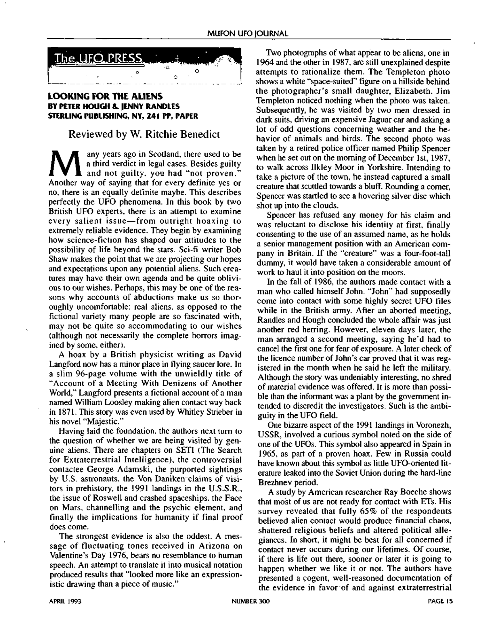 Mufon Ufo Journal 1993 4. April