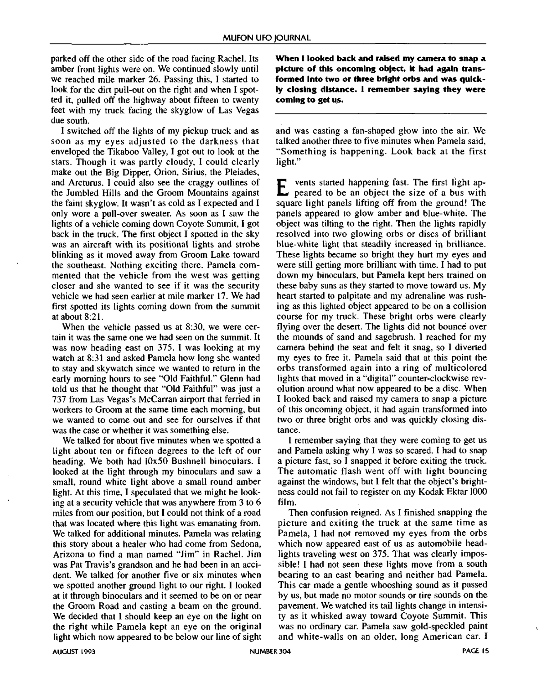 Mufon Ufo Journal 1993 8. August