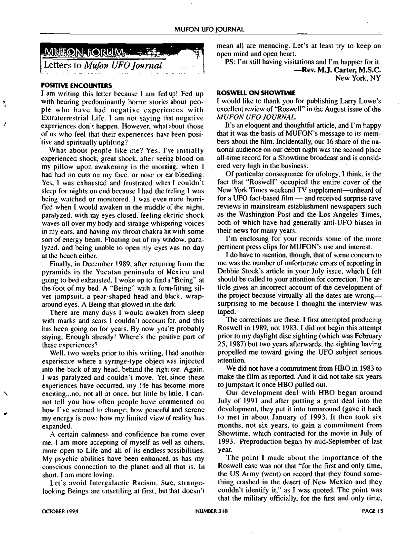 Mufon Ufo Journal 1994 10. October