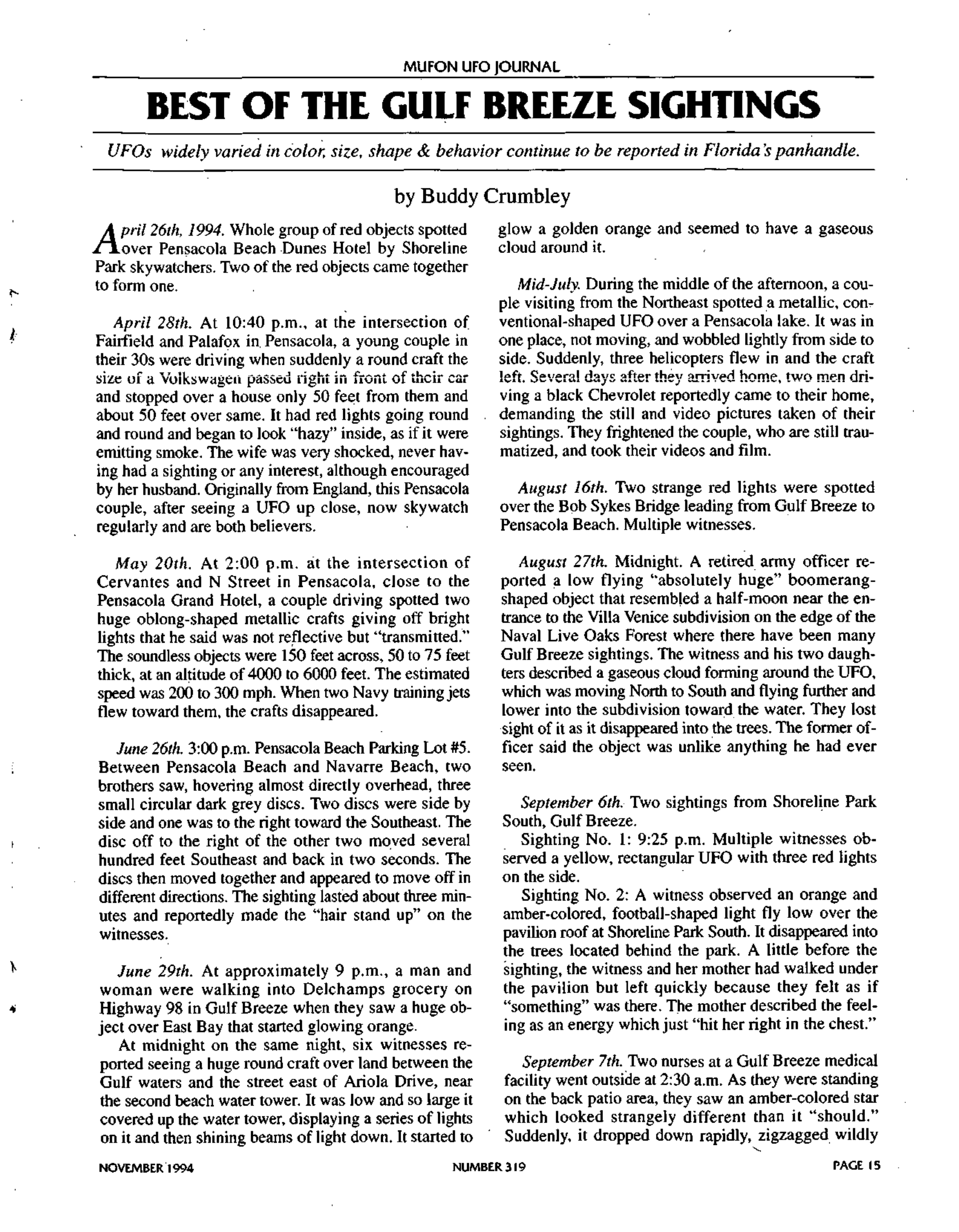 Mufon Ufo Journal 1994 11. November
