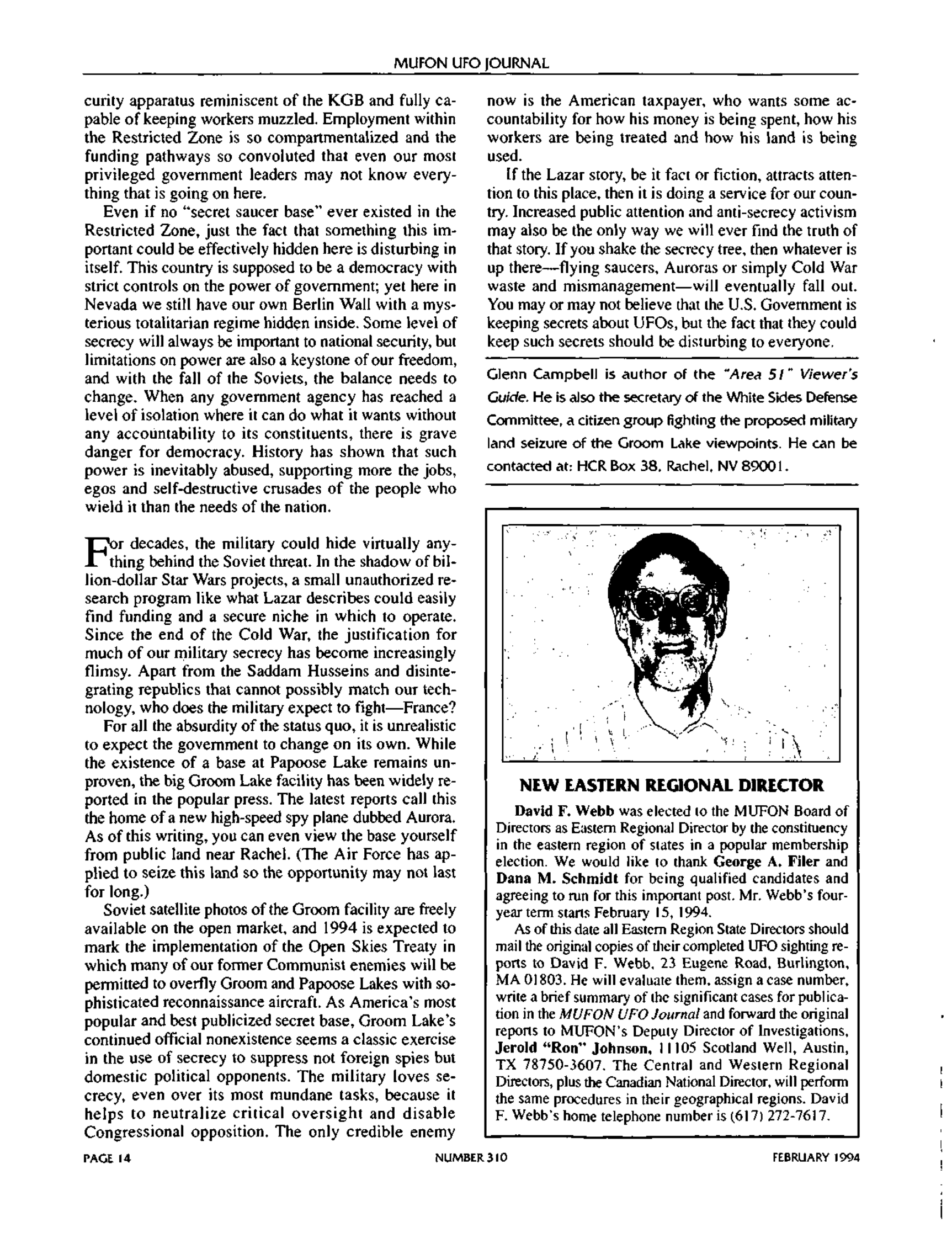 Mufon Ufo Journal 1994 2. February