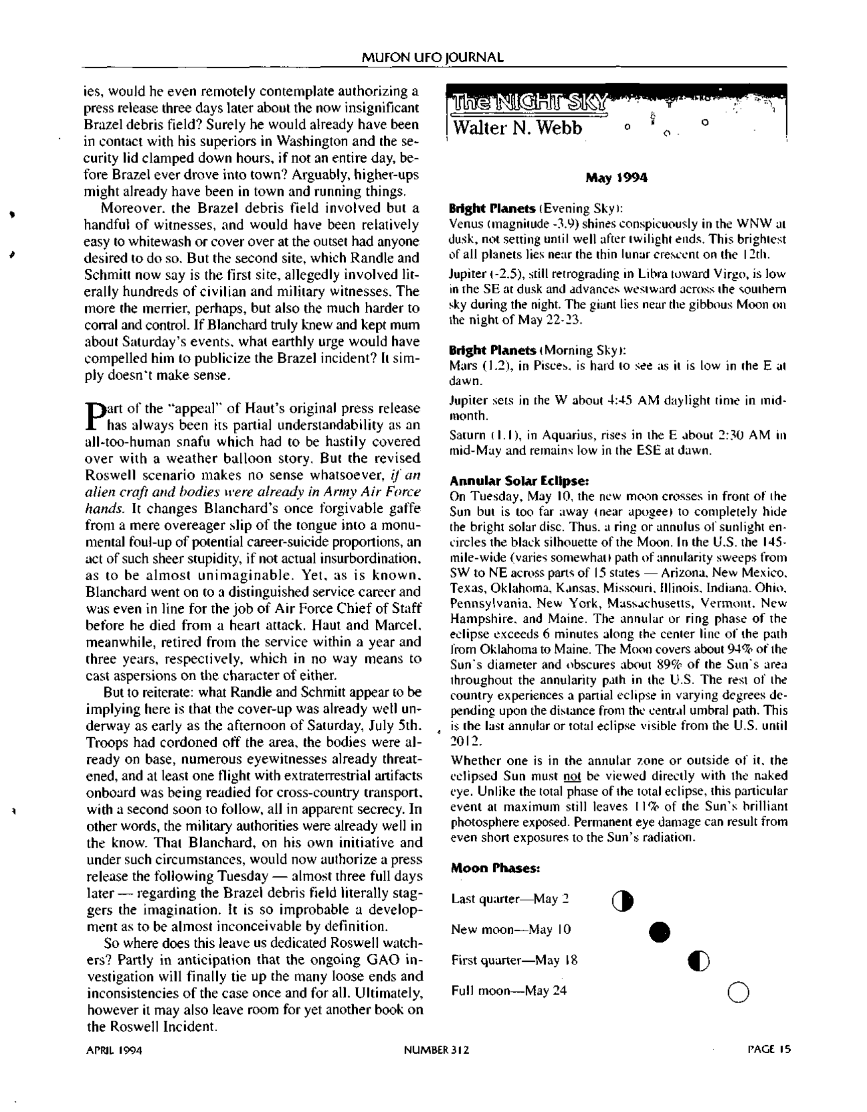 Mufon Ufo Journal 1994 4. April