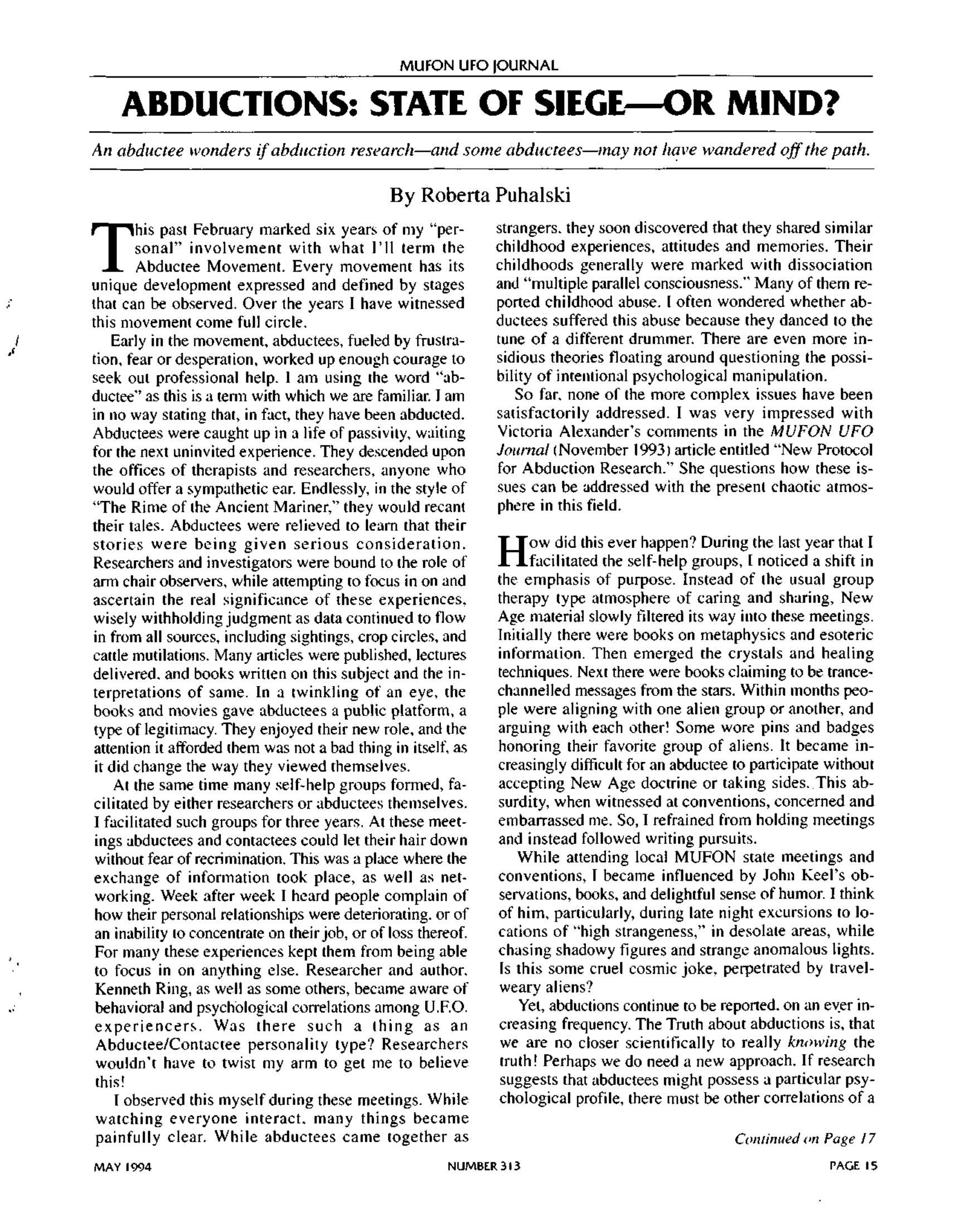 Mufon Ufo Journal 1994 5. May
