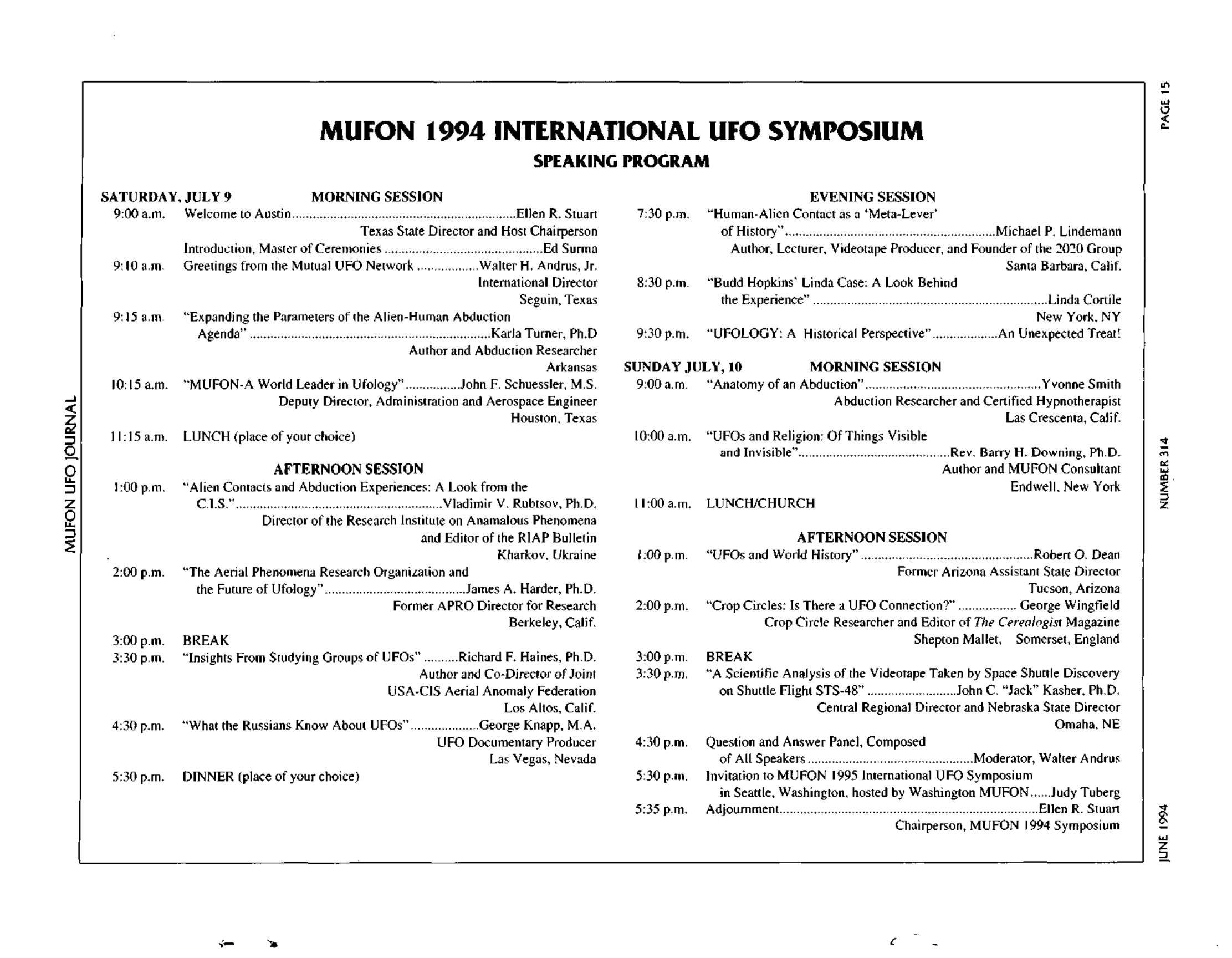 Mufon Ufo Journal 1994 6. June