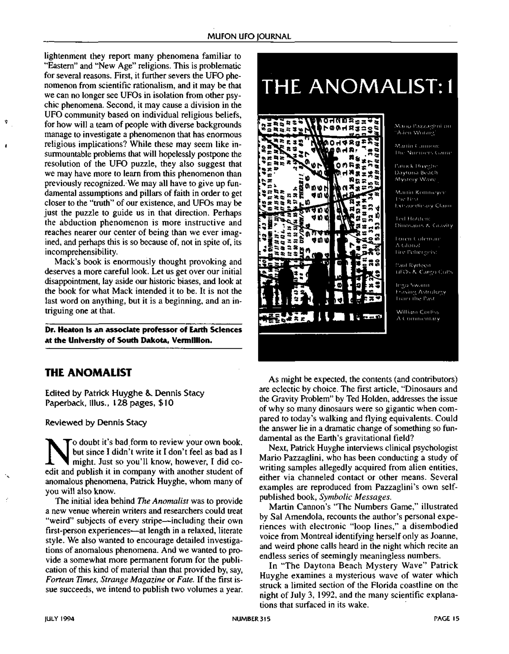 Mufon Ufo Journal 1994 7. July