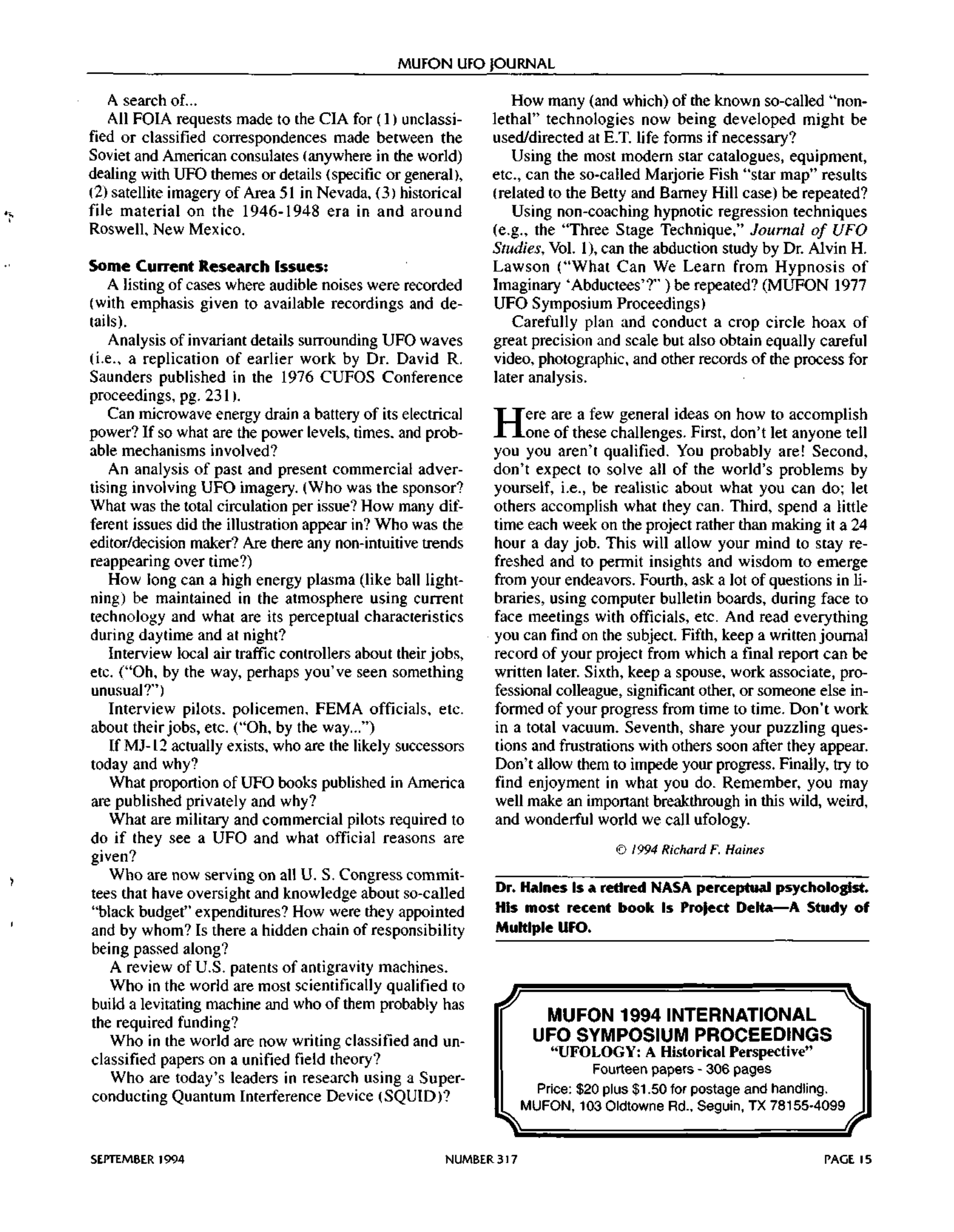 Mufon Ufo Journal 1994 9. September