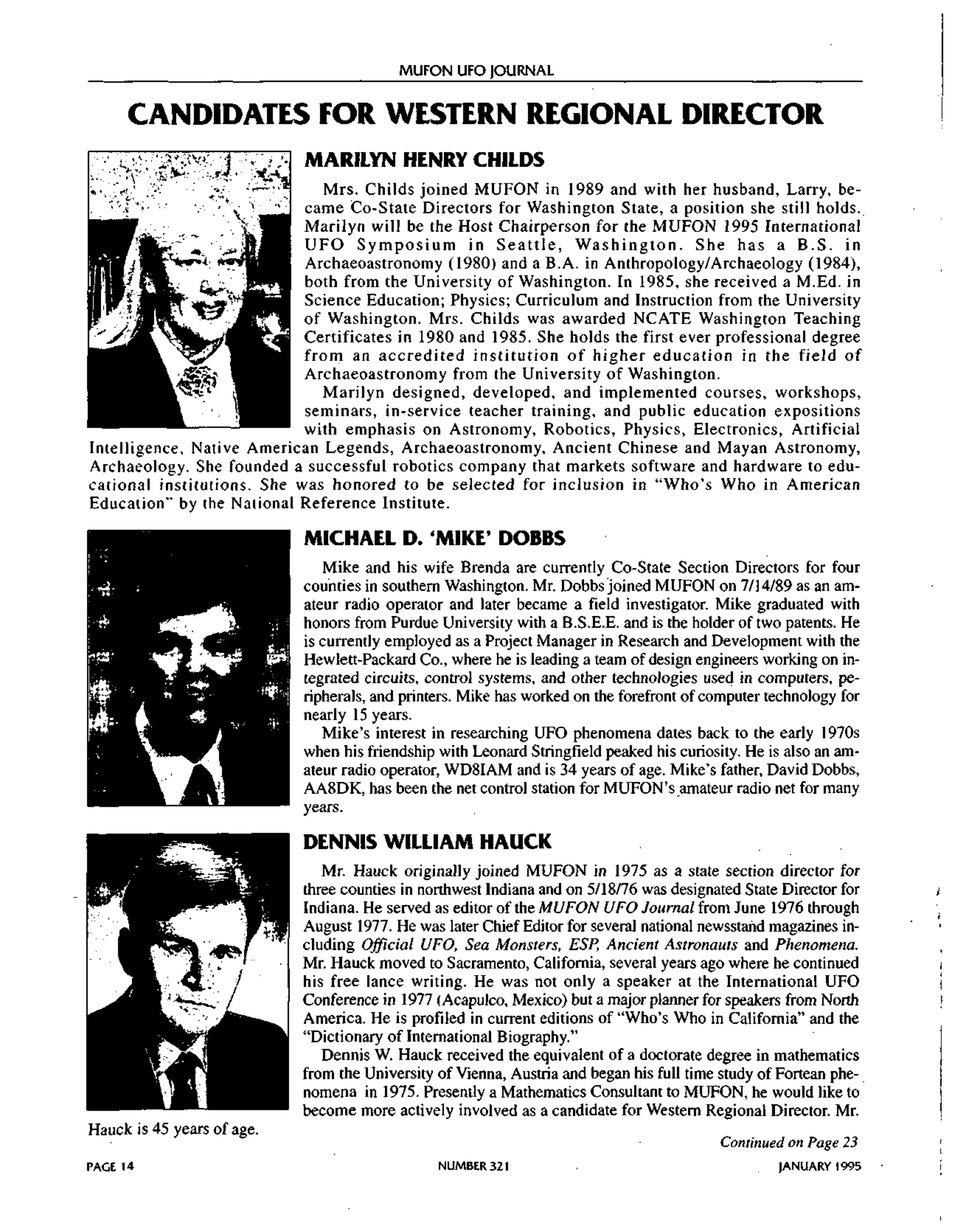 Mufon Ufo Journal 1995 1. January