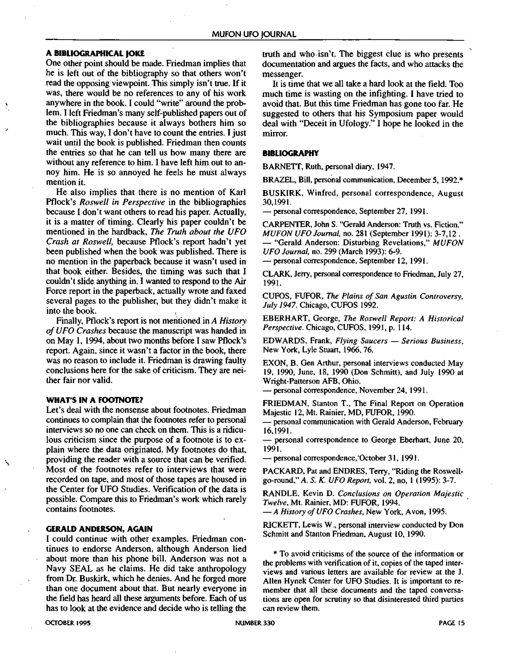 Mufon Ufo Journal 1995 10. October
