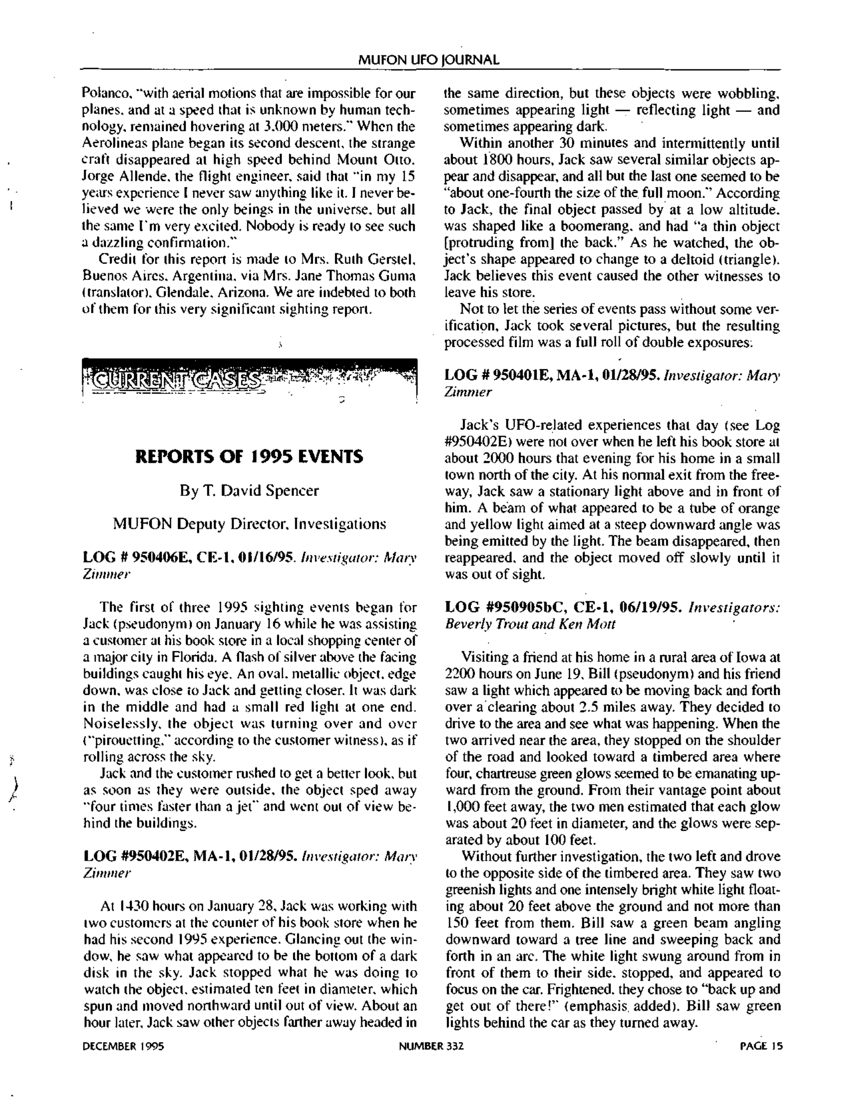 Mufon Ufo Journal 1995 12. December