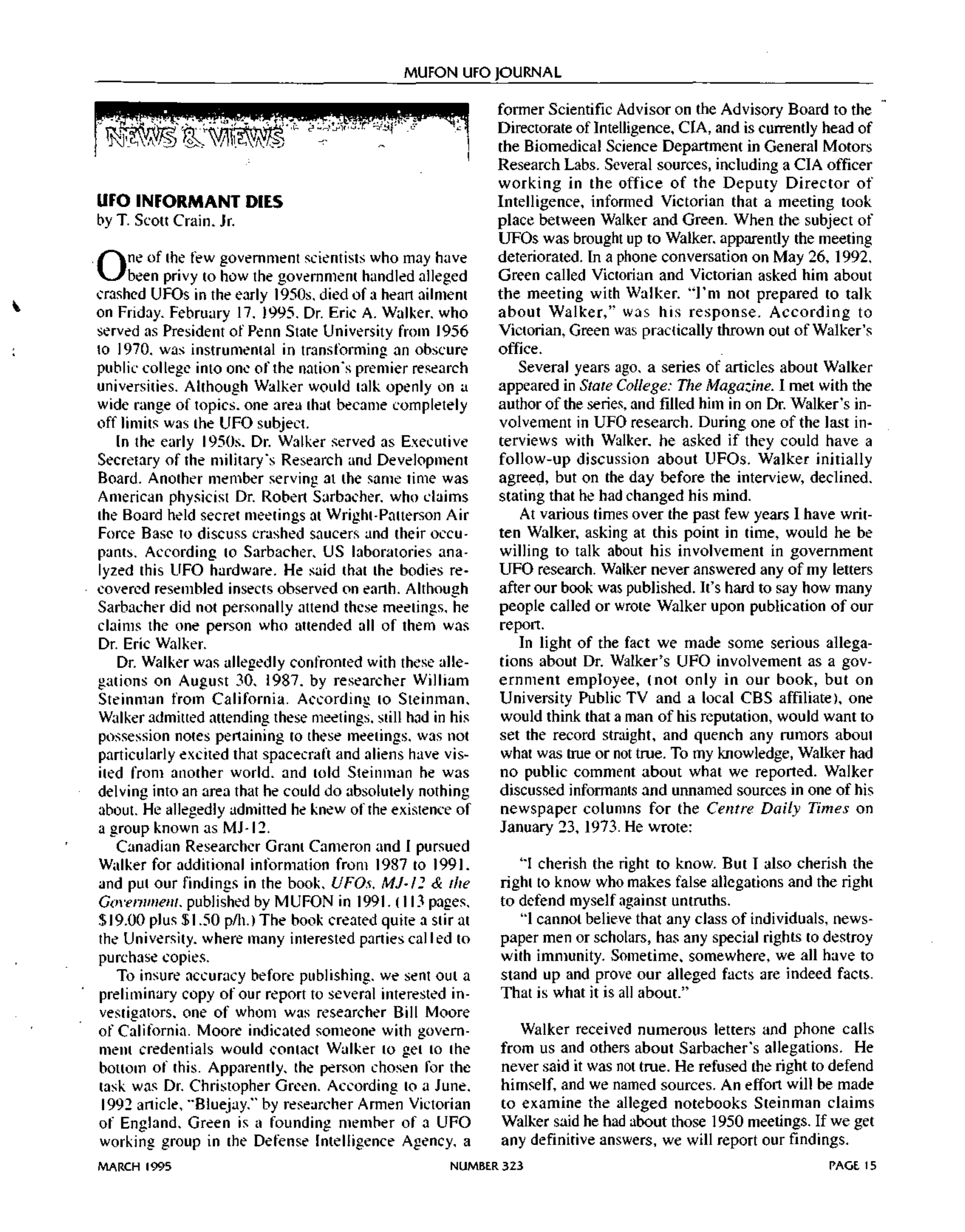 Mufon Ufo Journal 1995 3. March