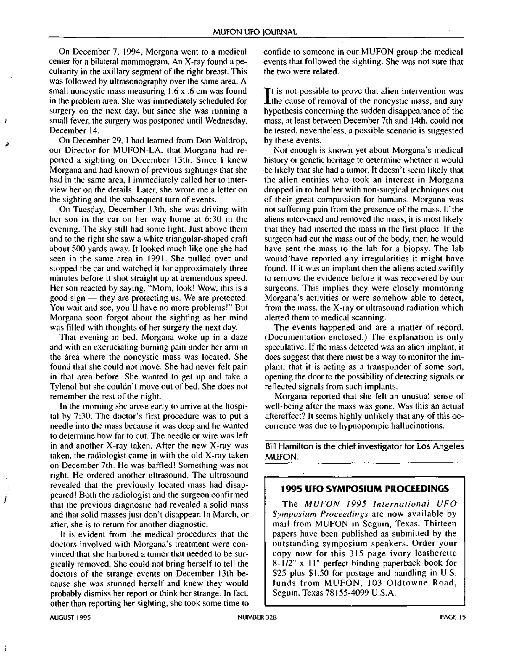 Mufon Ufo Journal 1995 8. August