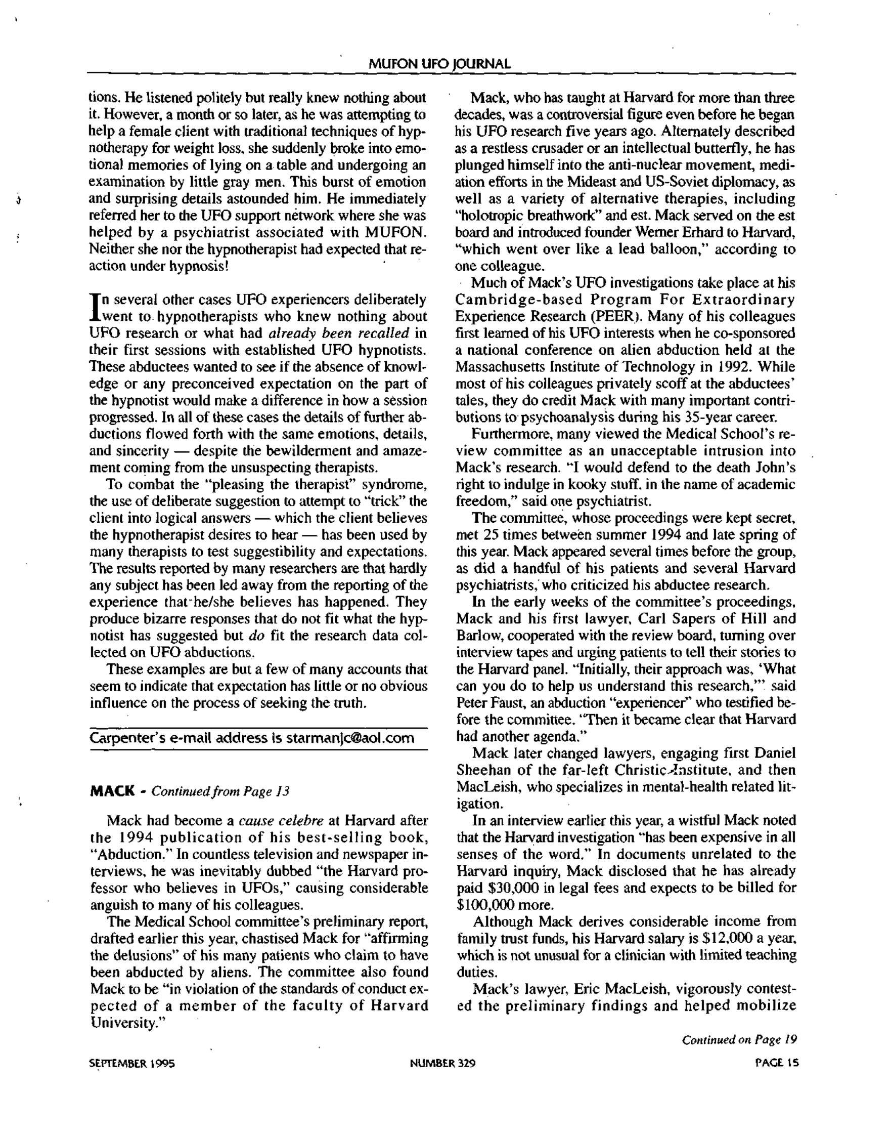 Mufon Ufo Journal 1995 9. September