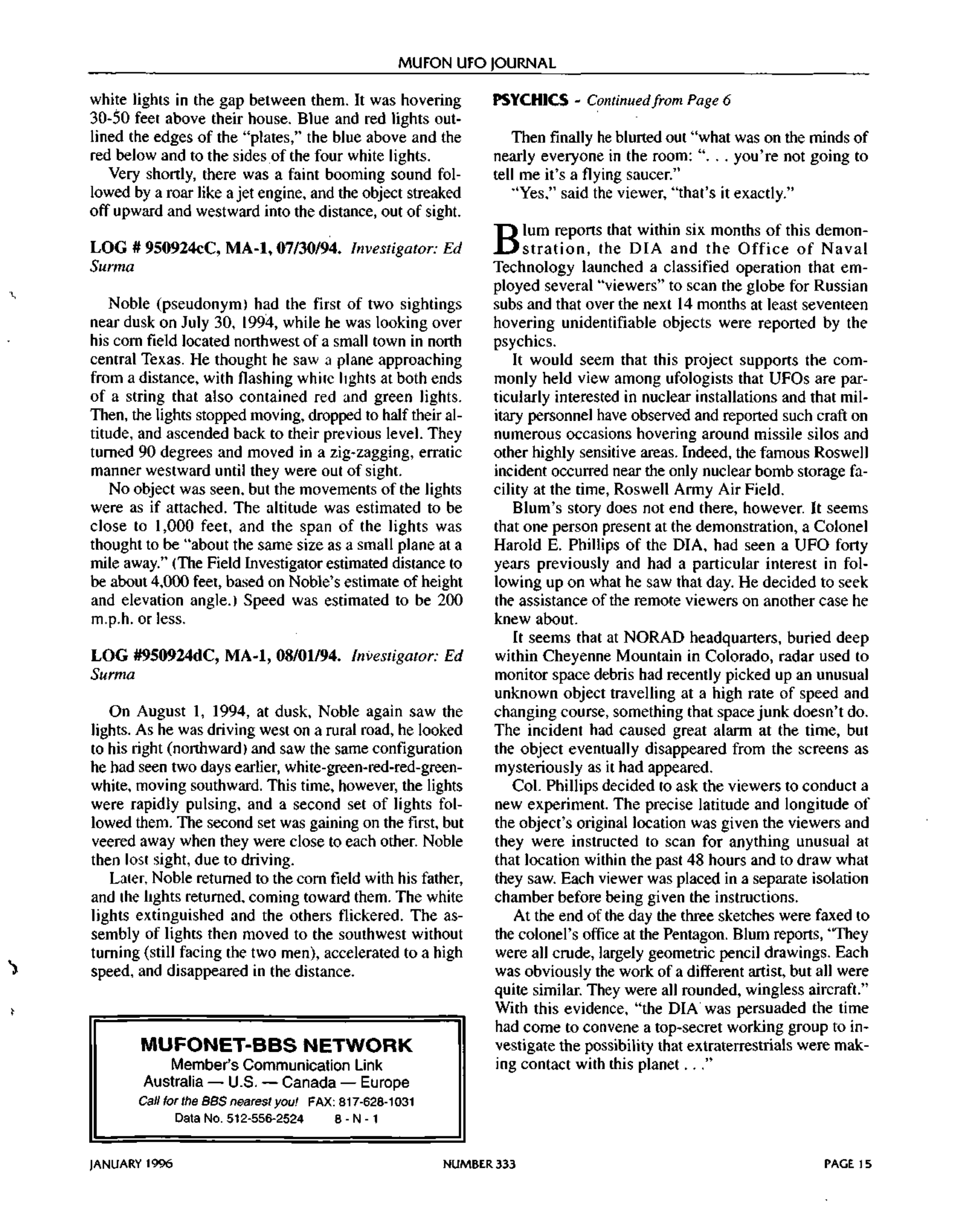 Mufon Ufo Journal 1996 1. January