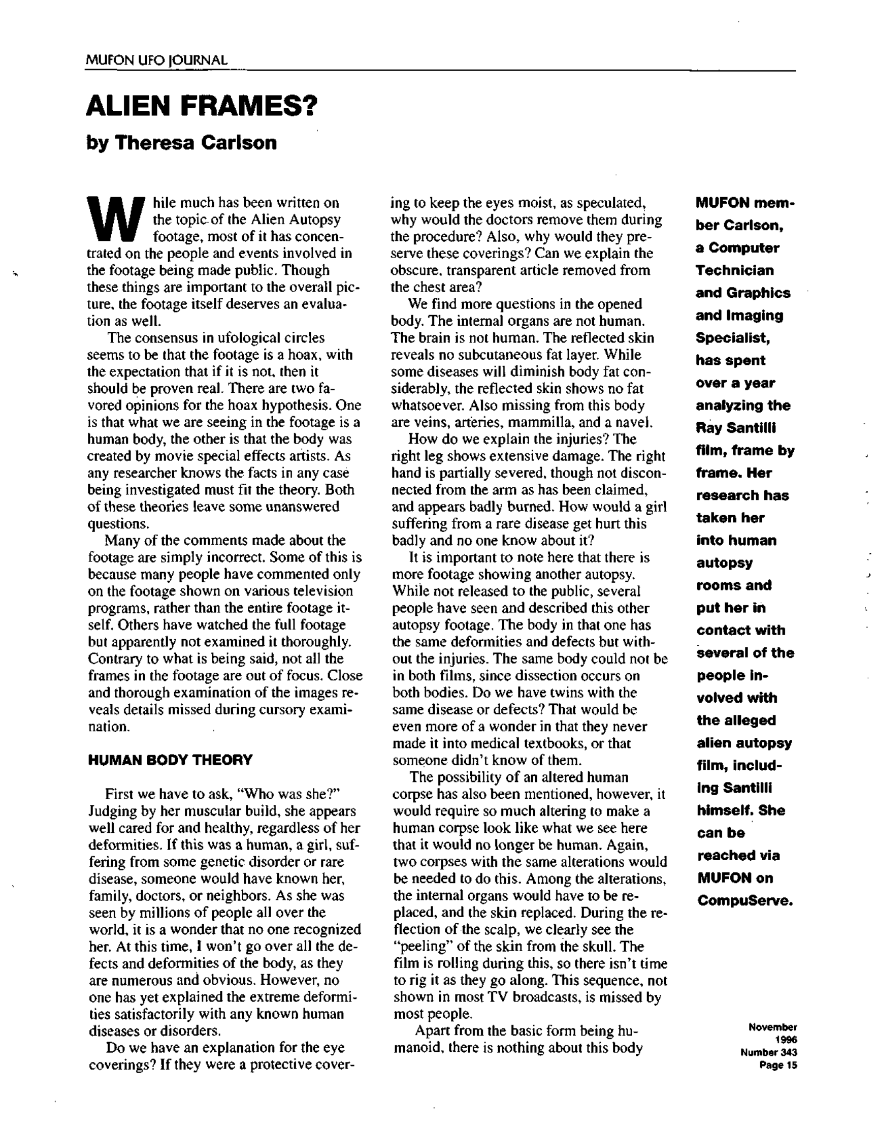 Mufon Ufo Journal 1996 11. November