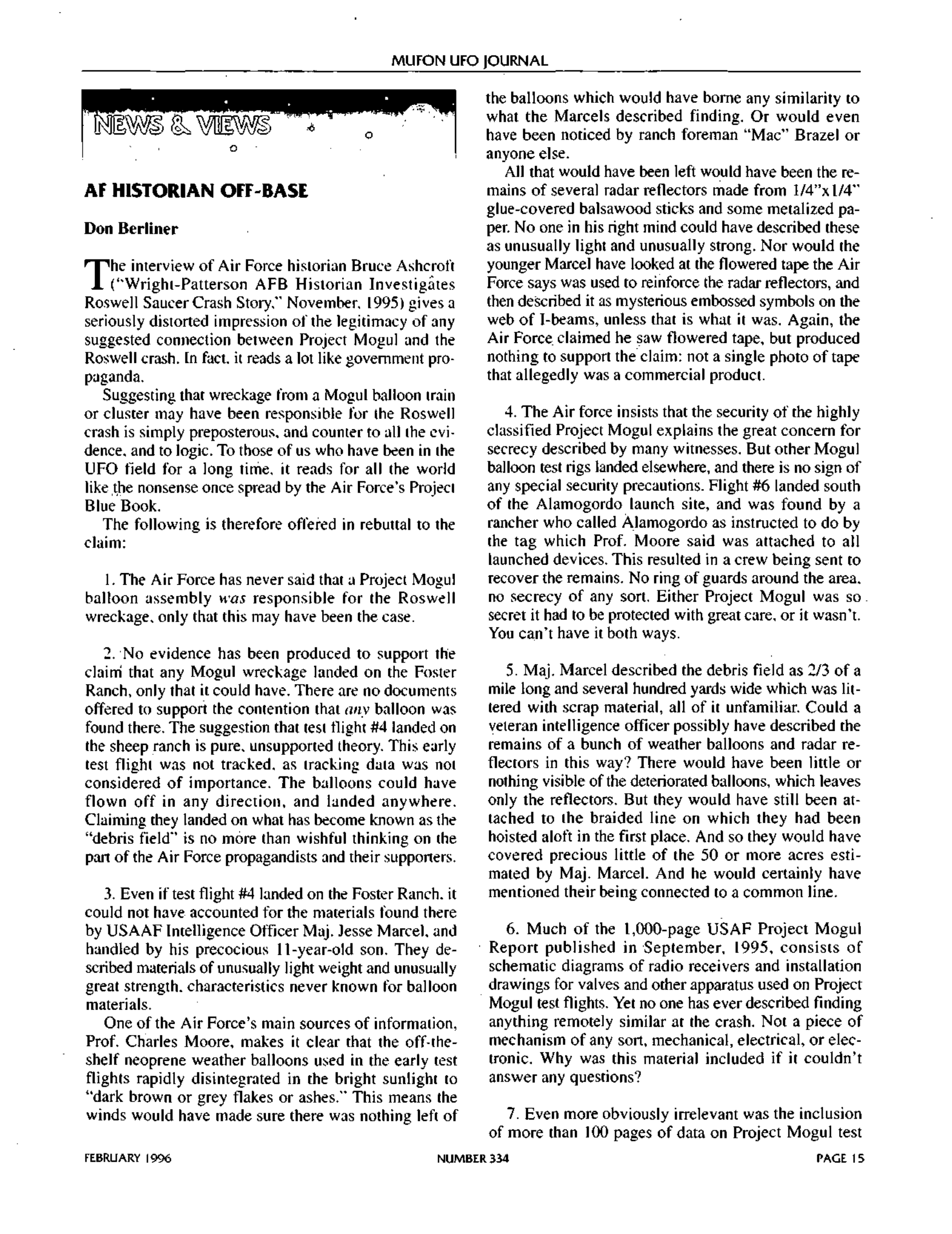 Mufon Ufo Journal 1996 2. February