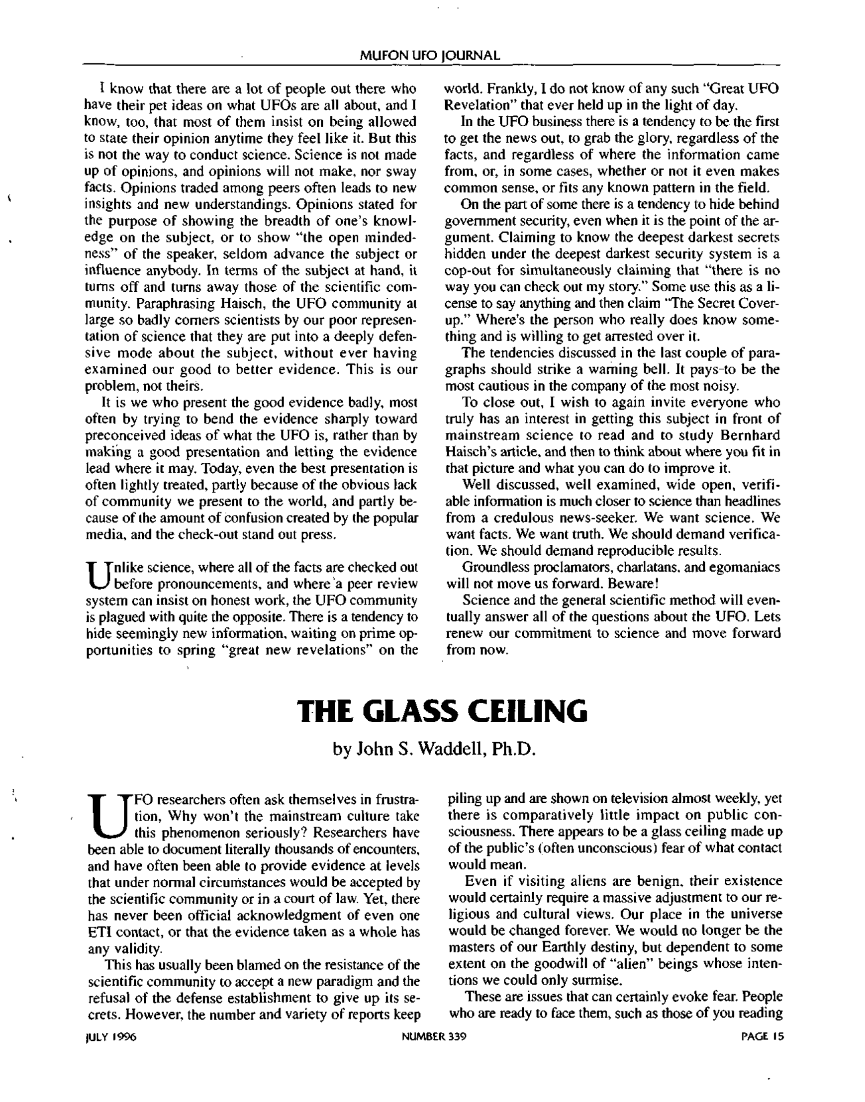 Mufon Ufo Journal 1996 7. July