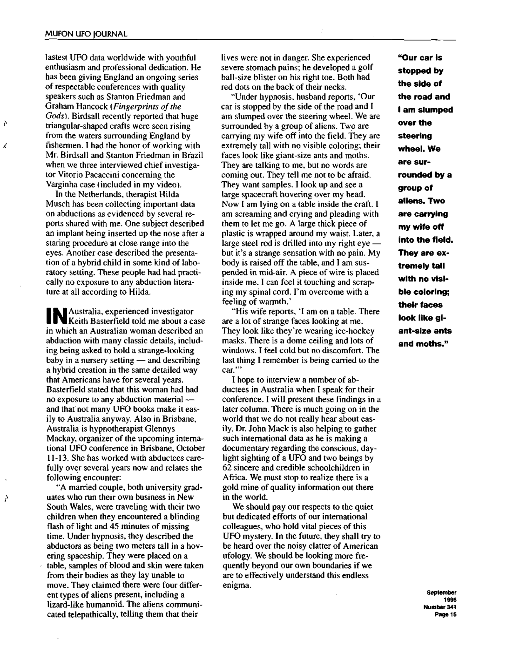 Mufon Ufo Journal 1996 9. September