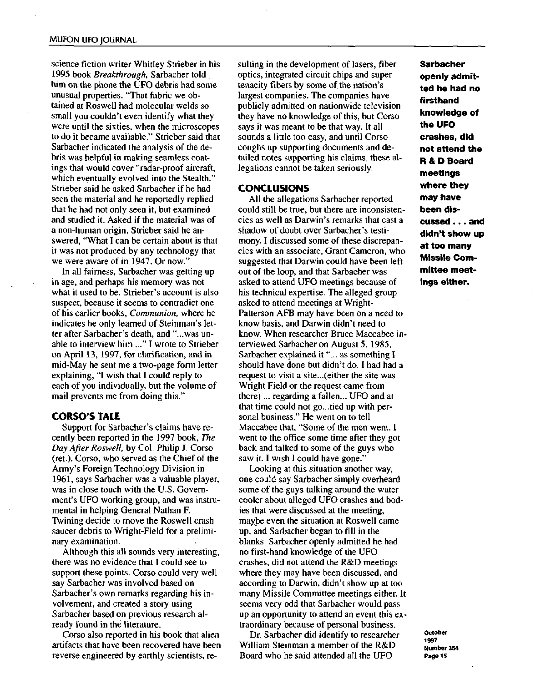 Mufon Ufo Journal 1997 10. October