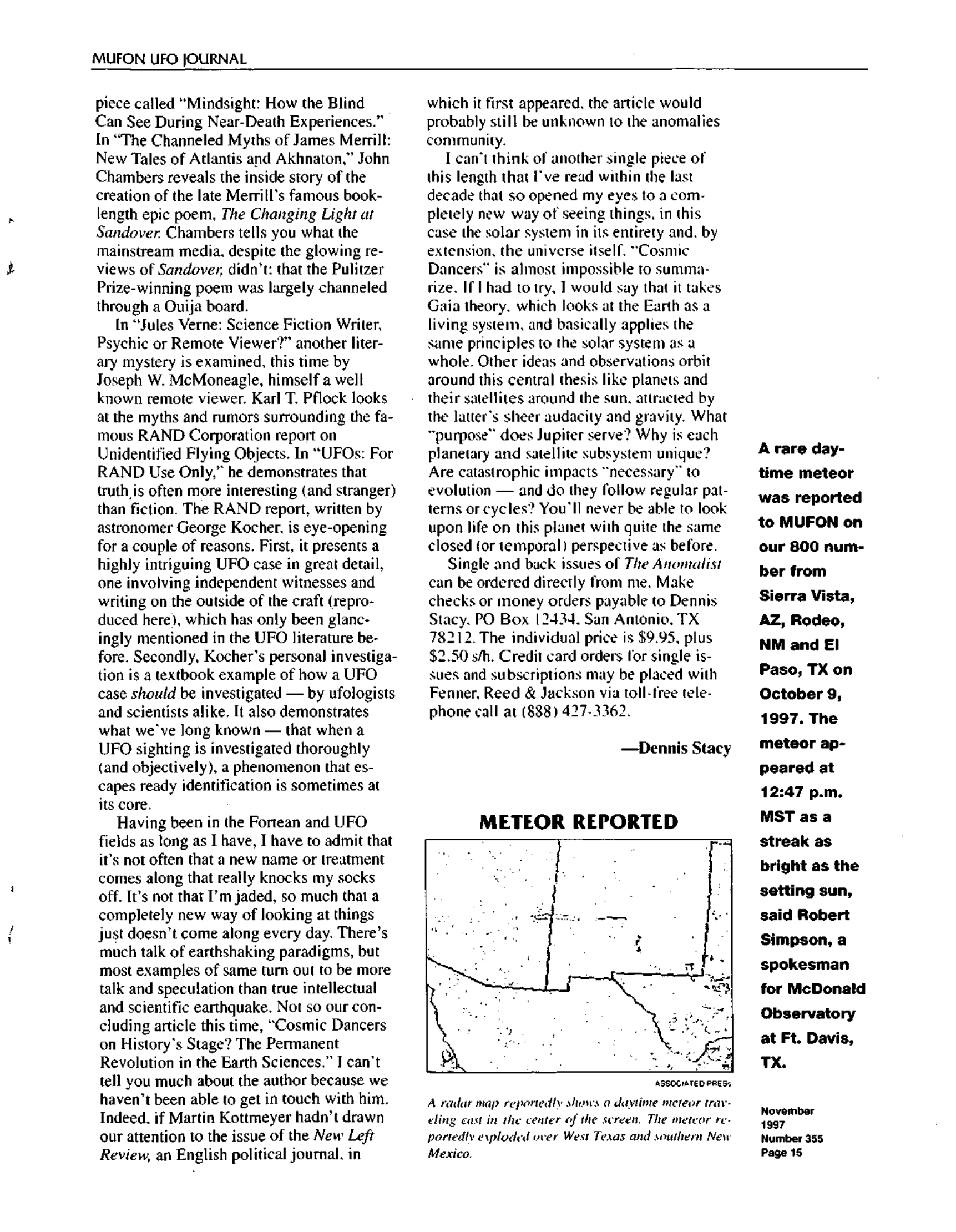 Mufon Ufo Journal 1997 11. November