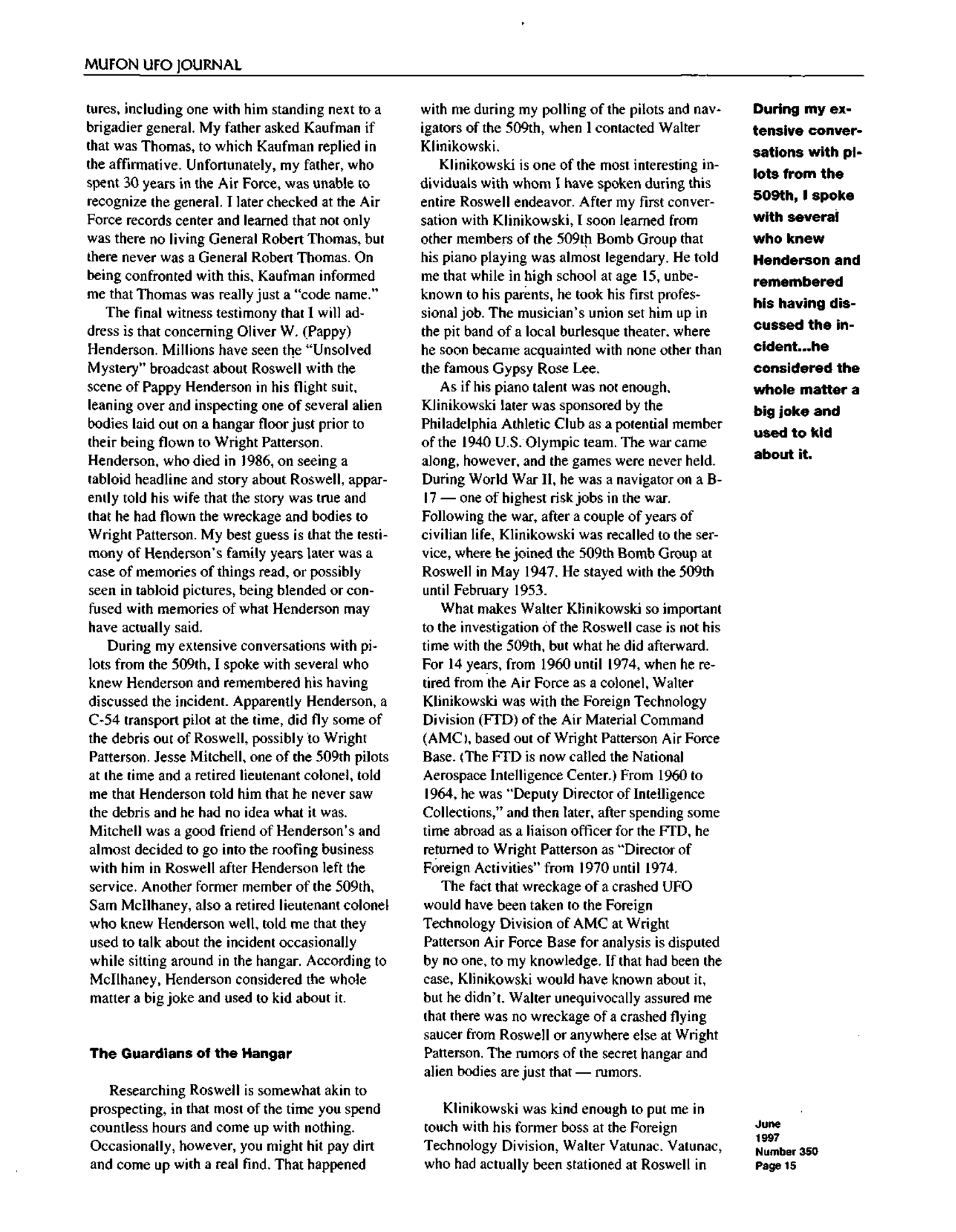 Mufon Ufo Journal 1997 6. June