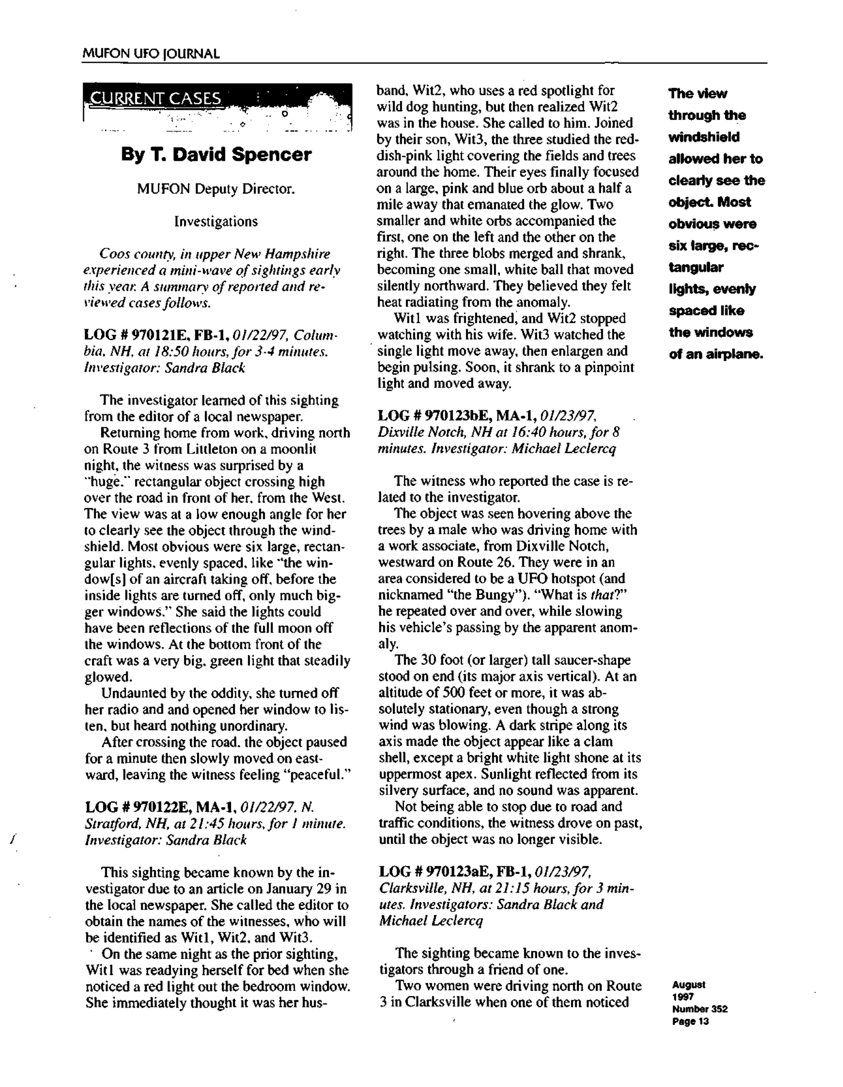 Mufon Ufo Journal 1997 8. August