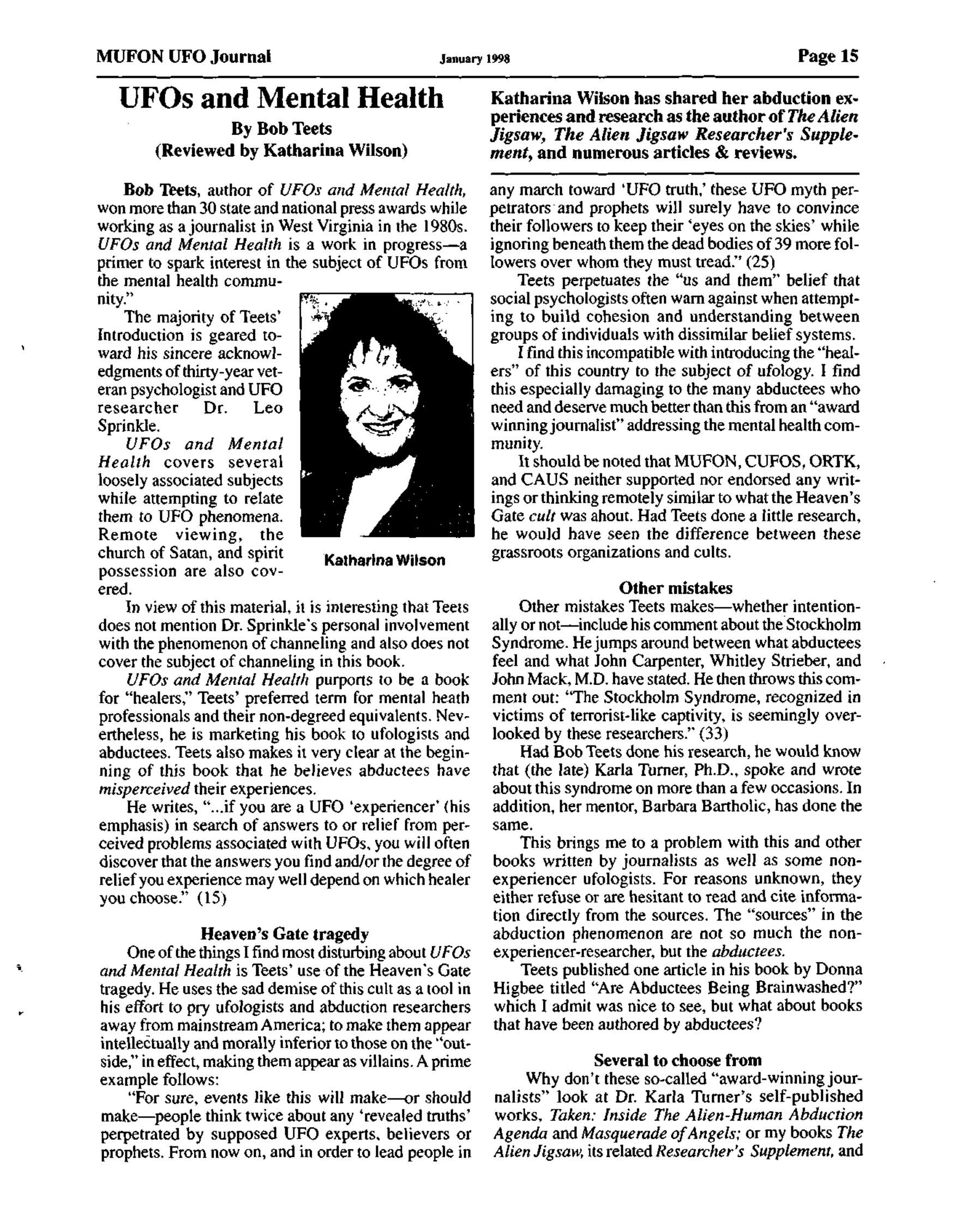 Mufon Ufo Journal 1998 1. January