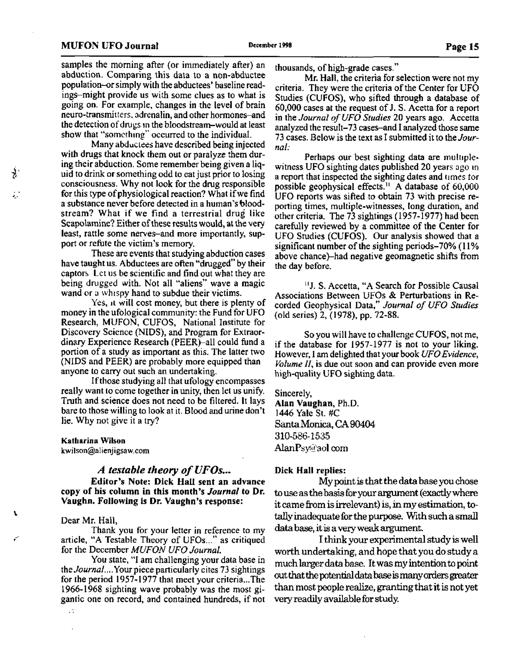 Mufon Ufo Journal 1998 12. December