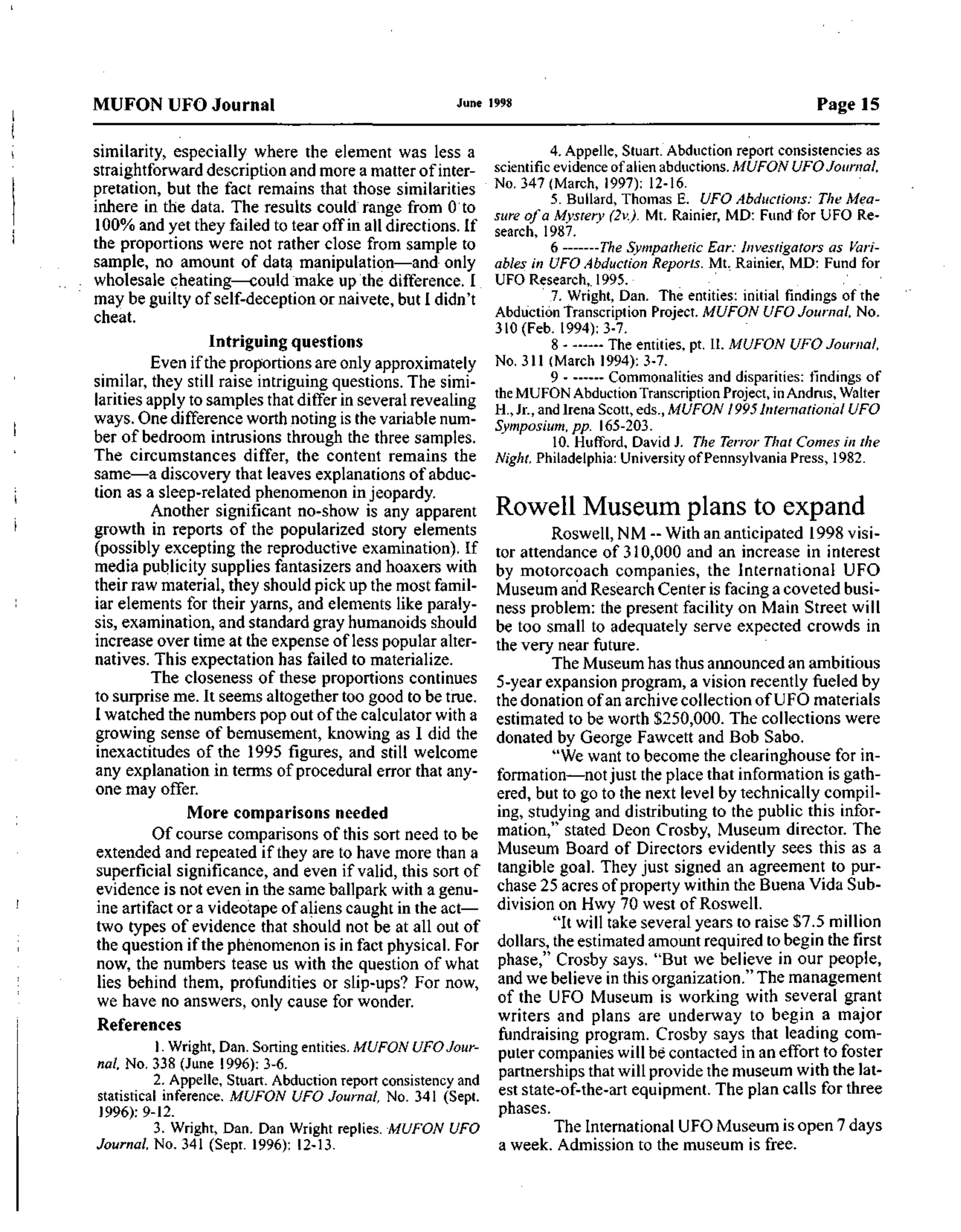 Mufon Ufo Journal 1998 6. June