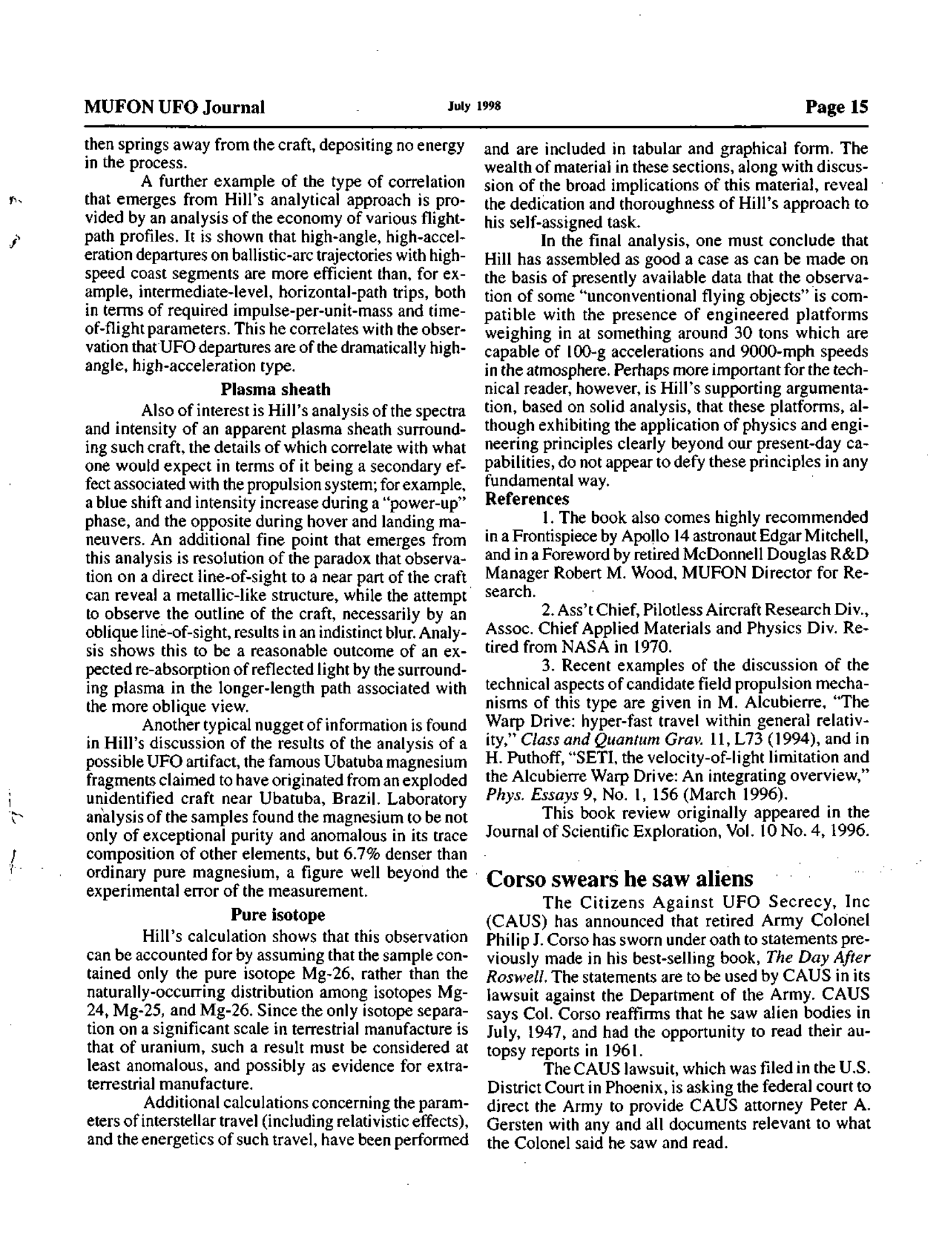 Mufon Ufo Journal 1998 7. July