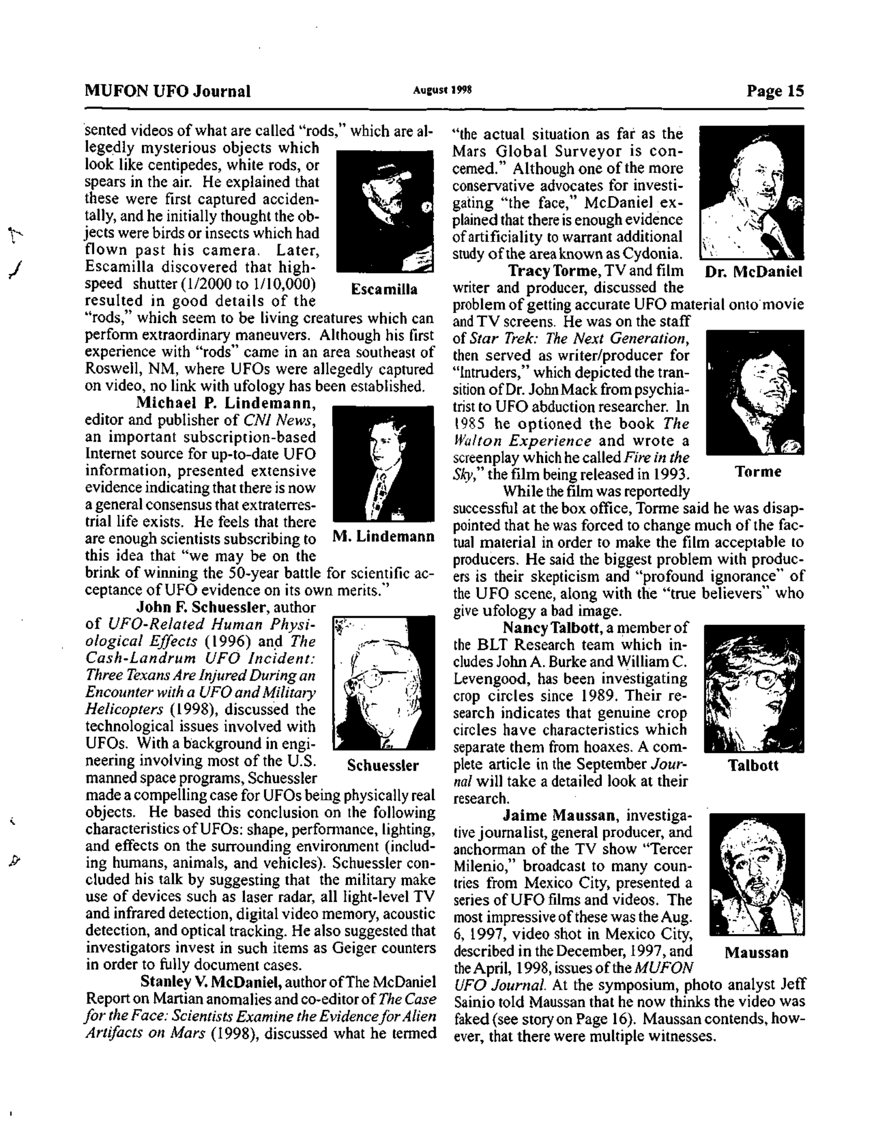 Mufon Ufo Journal 1998 8. August